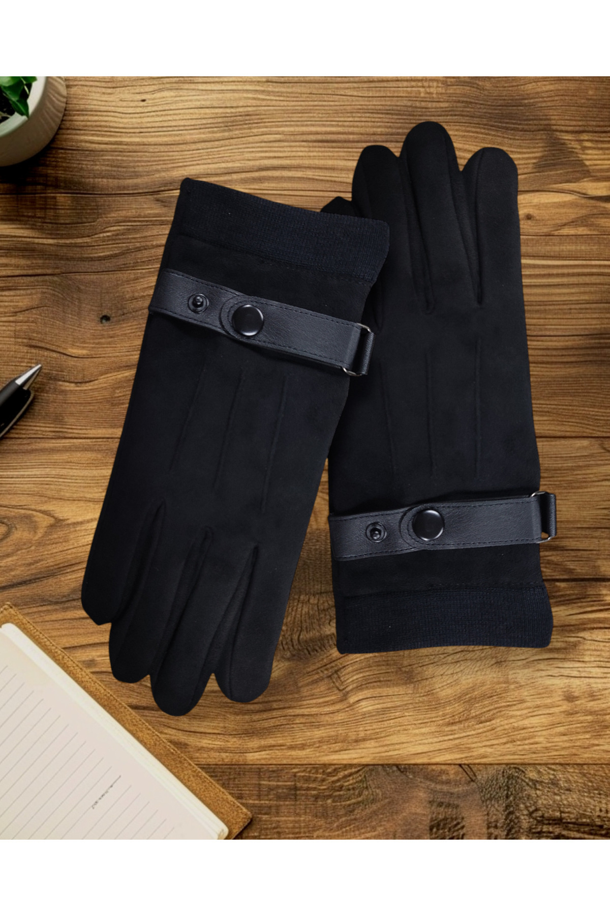 Algitsin O L A Erkek Eldiven+Esnek+Nubuk+Dokunmatik uyumlu+Süvet+Soğuğa dirençli -İçi kürklü