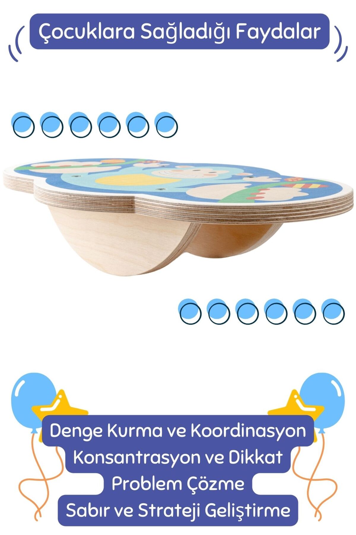 Hopiers Ahşap Denge Tahtası / 1+ Yaş / Montessori Eğitici ve Öğretici Çocuk Denge Oyunu / Güvenli,Eğlenceli fotoğrafı 5 (önizleme)