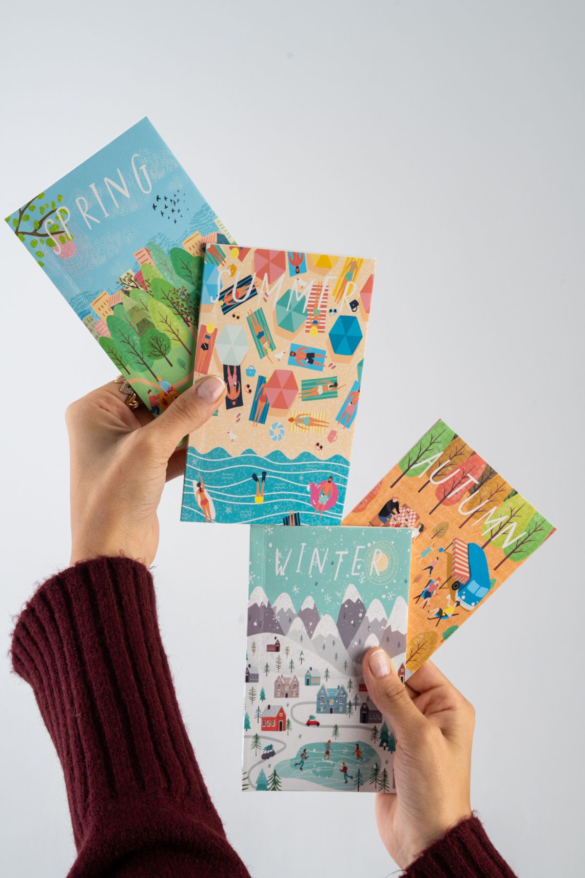 Fly Notes-10-15 cm 64 Sheets Unlined School Notebook Set - Mini Notepad, Seasons Series 2