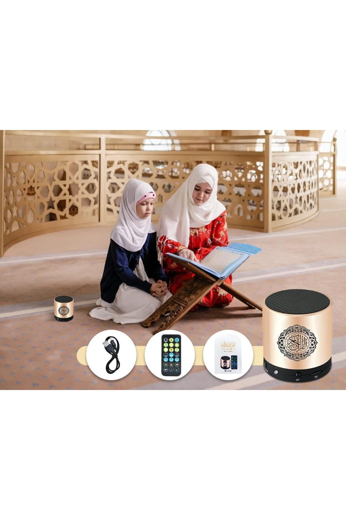 AWH-مكبر صوت رقمي محمول للقرآن الكريم - جهاز تحكم عن بعد، راديو FM، أكثر من 18 قارئ، أكثر من 15 ترجمة، MP3. 7