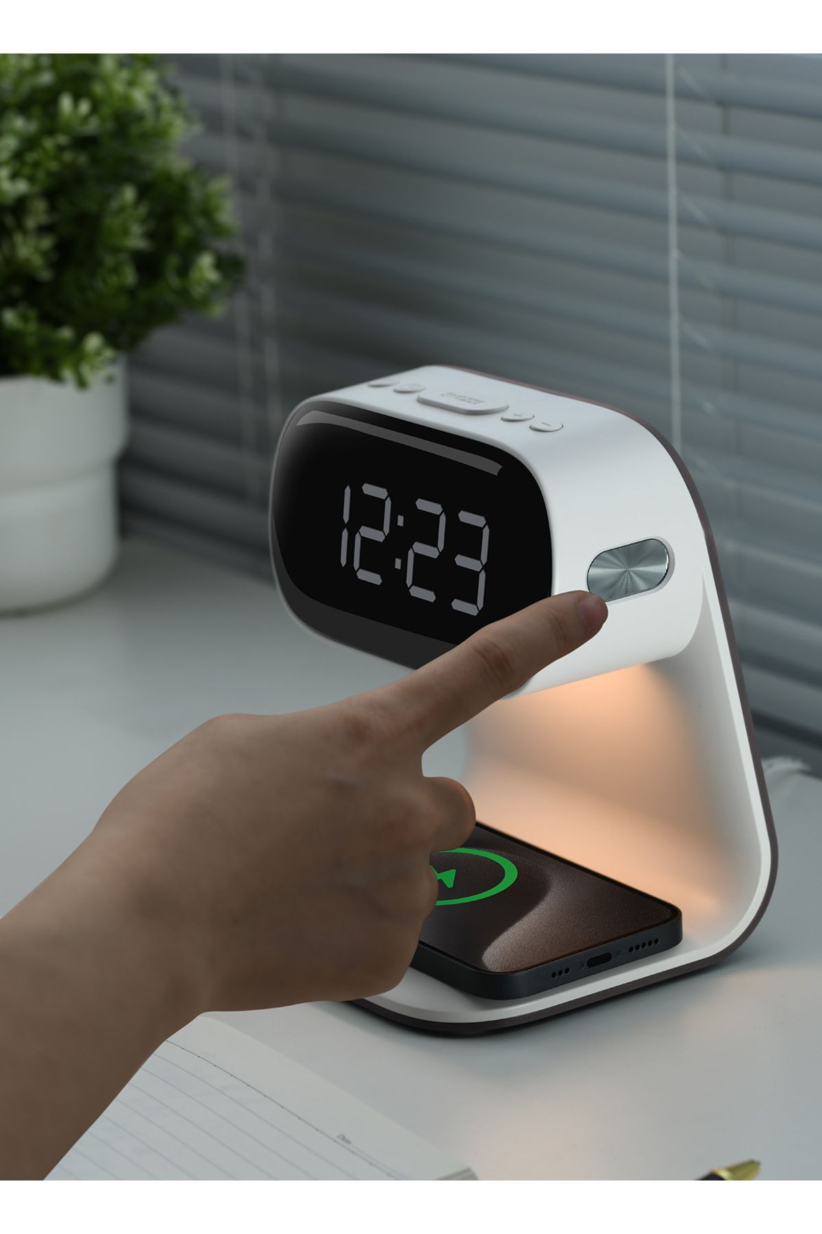 sharpdo-LED Multi-Function 3-In-2 Night Light Alarm Clock with Wireless Charging 6