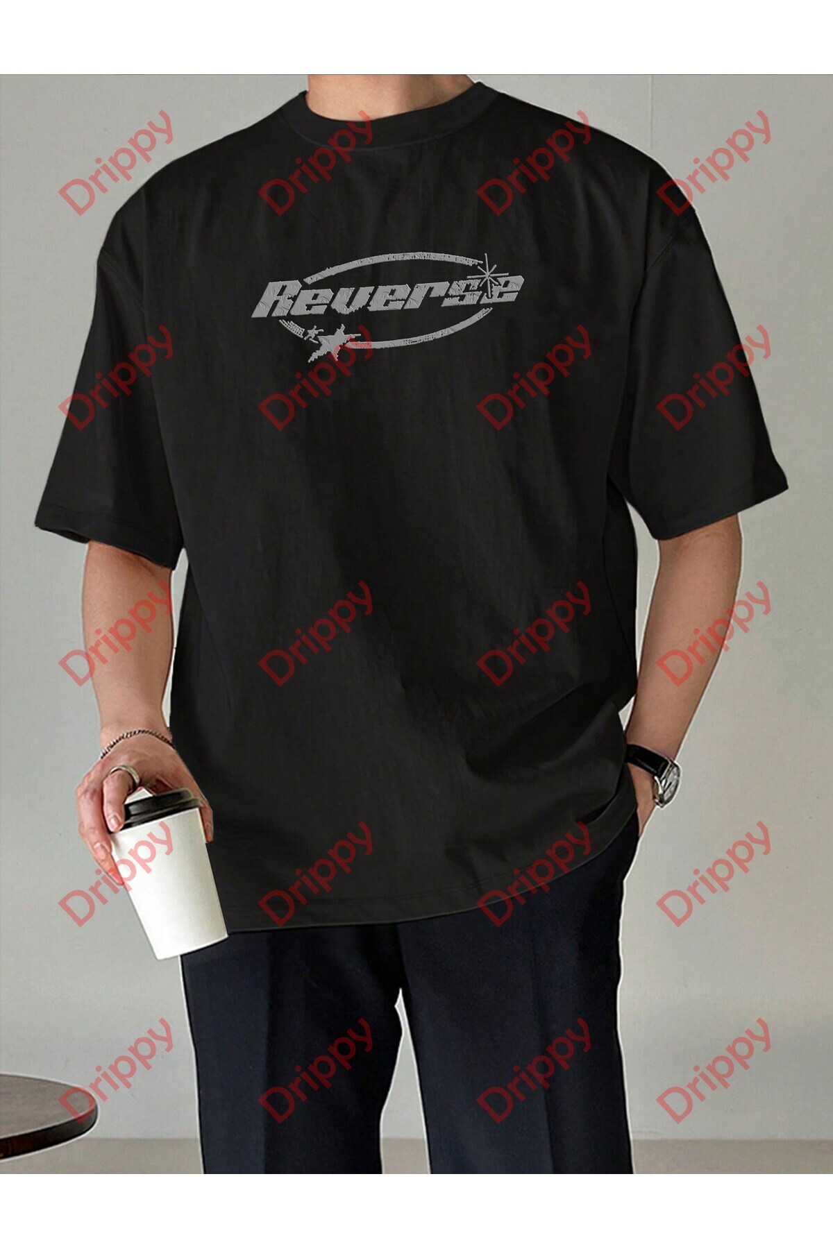 Drippy-Unisex Reverse Printed Tshirt Black 3