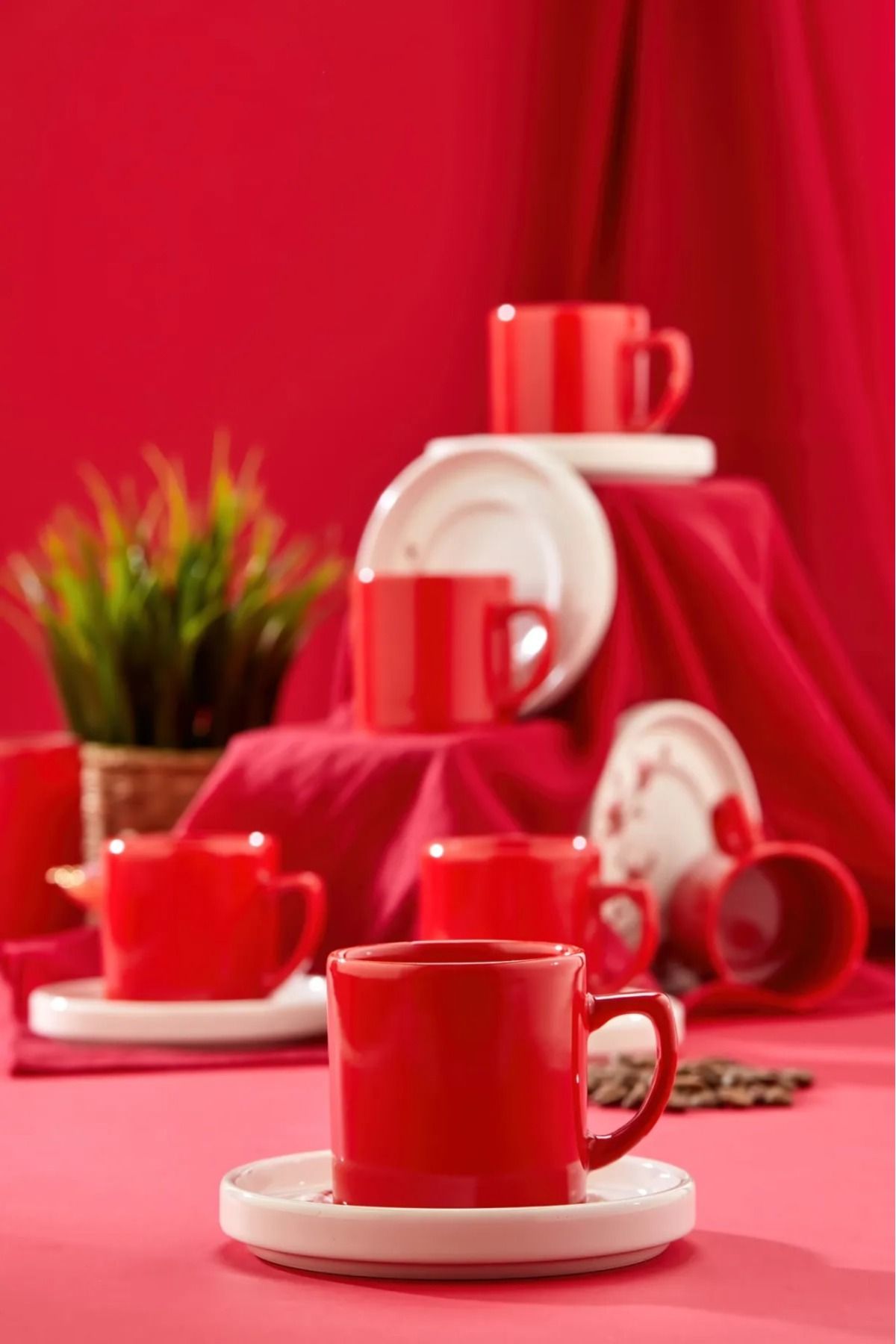 voles-Nora Red Coffee Cup 12 Pieces for 6 Persons 1