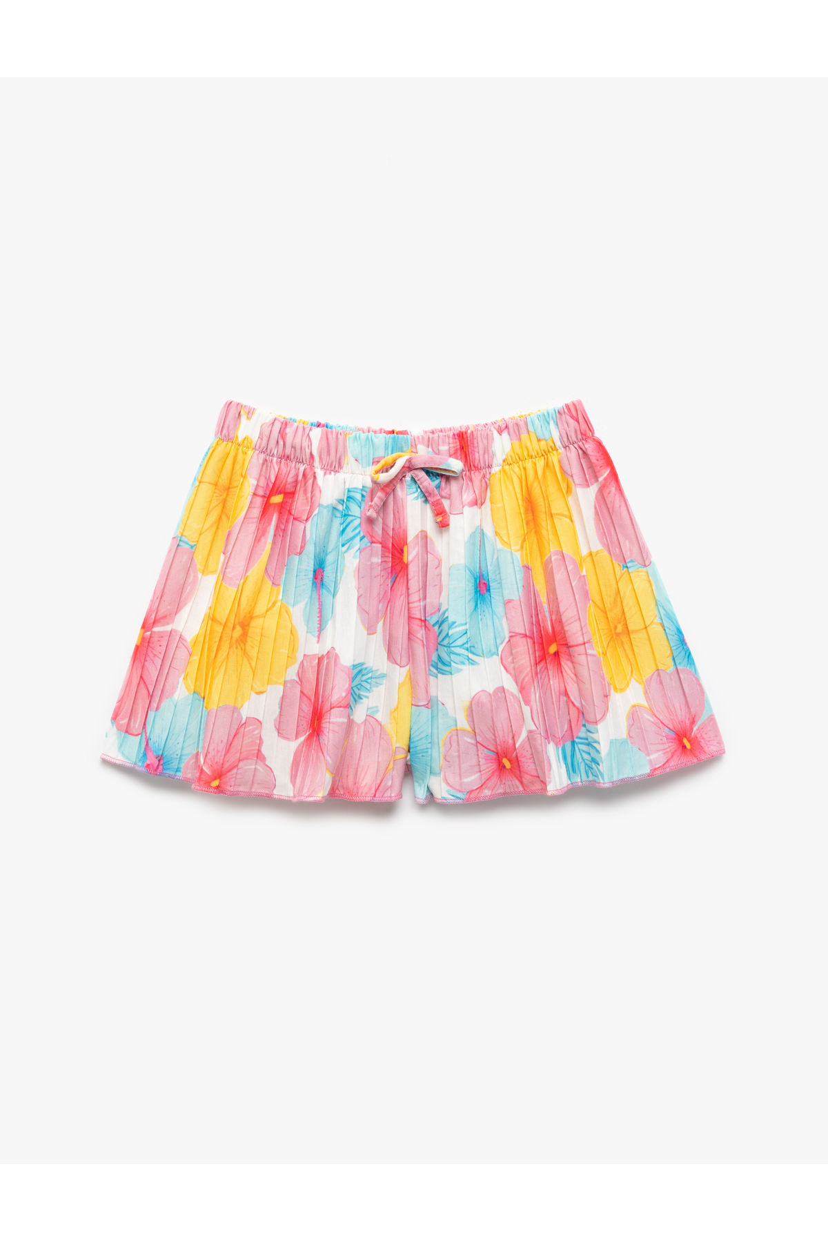 Koton-Floral Patterned Lace-Up Waist Pleated Shorts 1