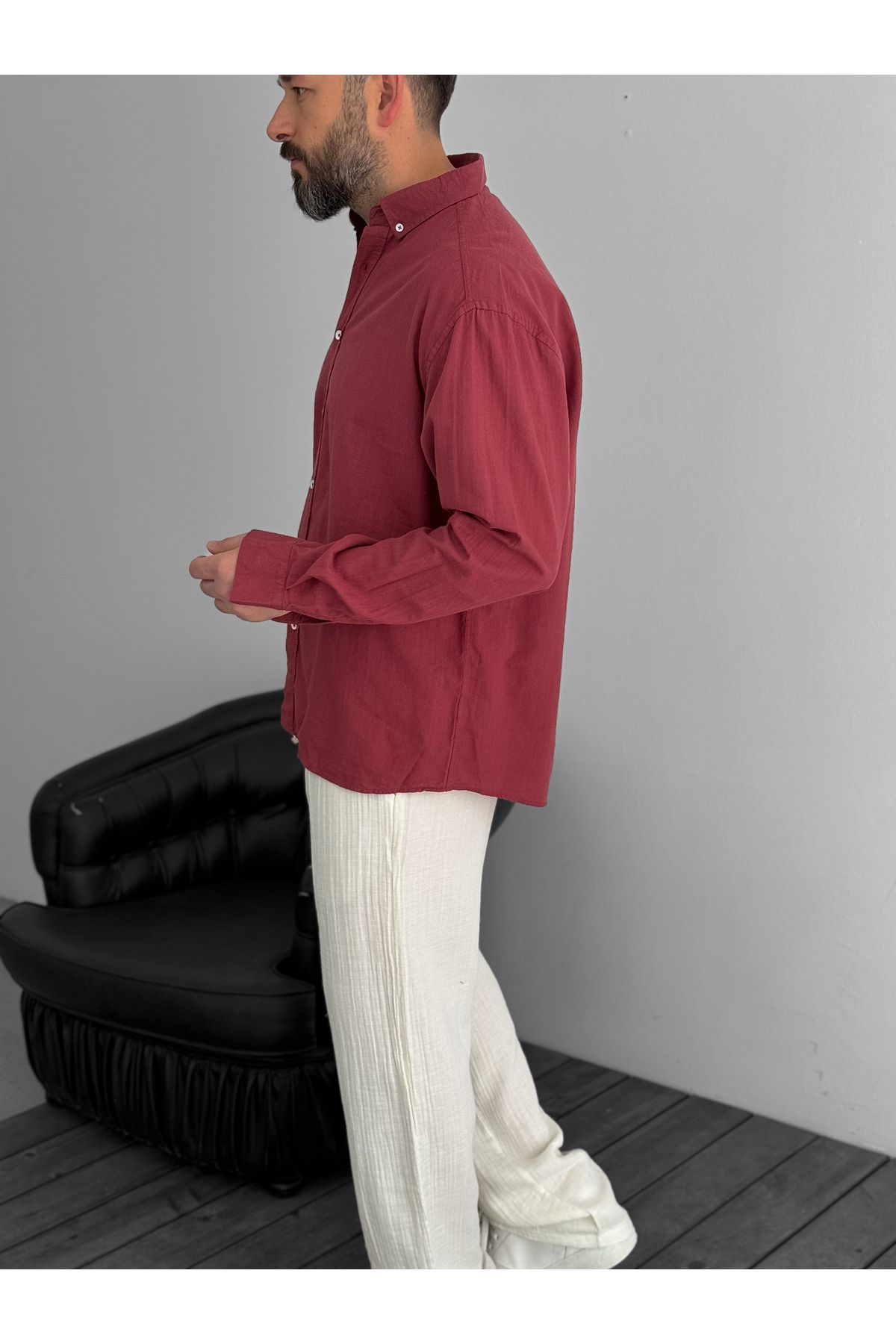 BYBASICMAN-Claret Red Fresh Fabric Basic Shirt G-5138/12 5