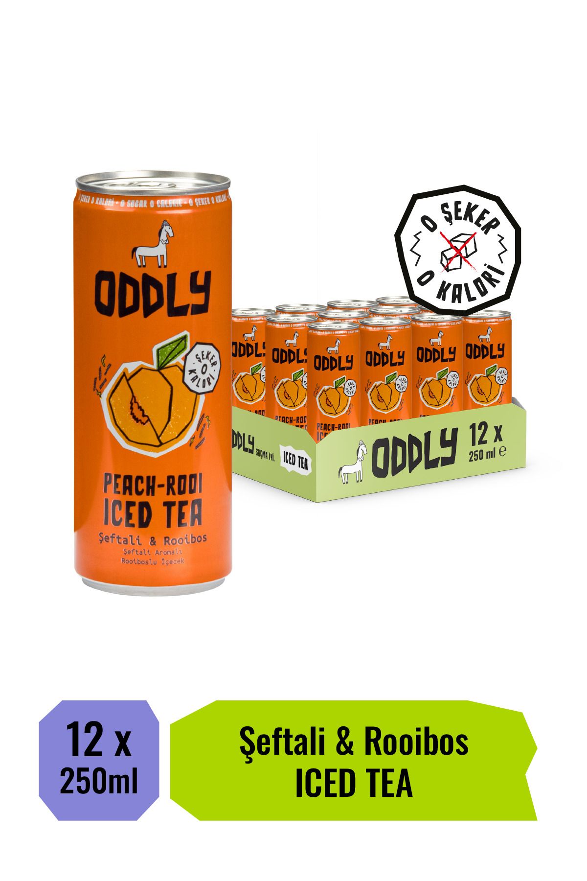 ODDLY PEACHROOI SOĞUK ÇAY KUTU ŞEFTALİ ROOIBOS - 0 ŞEKER & 0 KALORİ 250 ML - 12 ADET