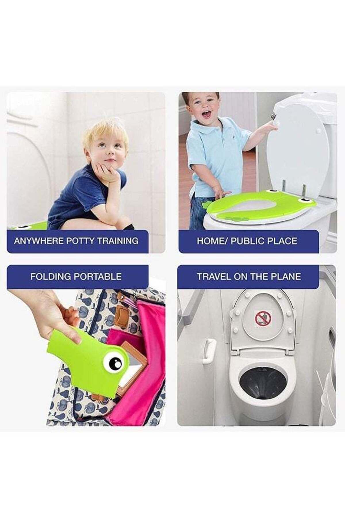 Yelajoy-Kids Toilet Seat Cover,Portable Large Non Slip Silicone Pads Foldable,for Toddlers Kids,Green 5