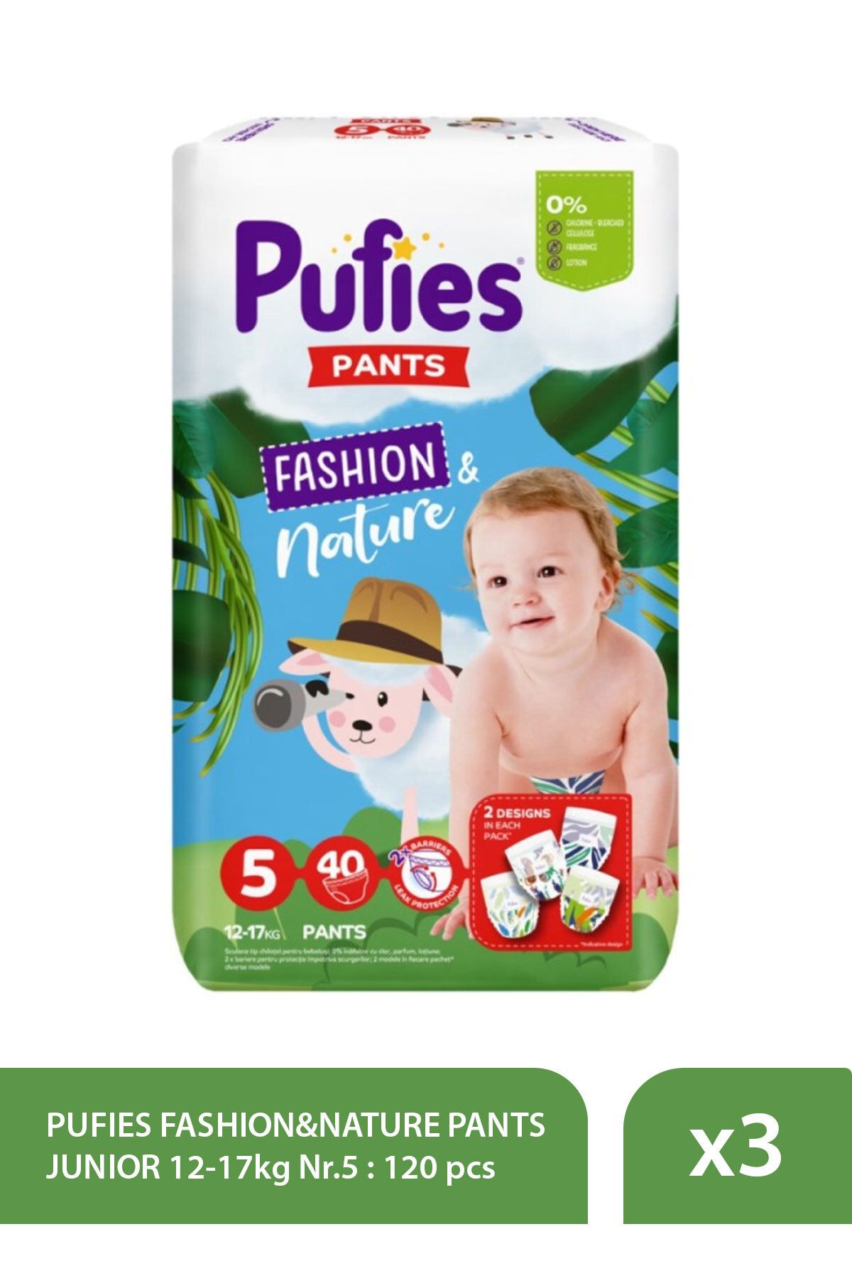 Pufies-FASHION&NATURE PANTS JUNIOR 12-17kg: 40pcs, Nr.5 x 3 1