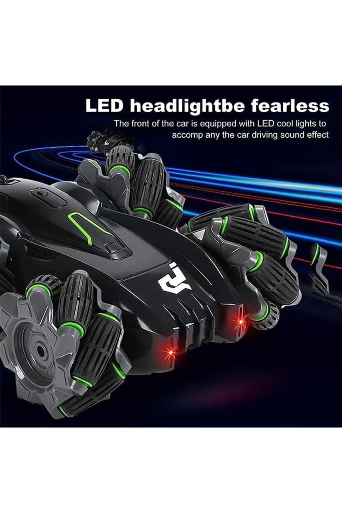 Yelajoy-Remote Control Car,2.4ghz 4wd double Sided Flips&360°Rotating,with LED Headlights,for Kids,Black 8