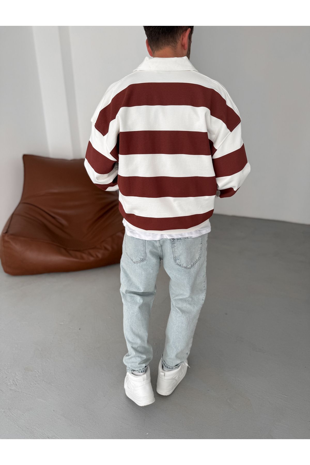 BYBASICMAN-Hong Kong Embroidered Sweat - Brown Striped Jj-102 8