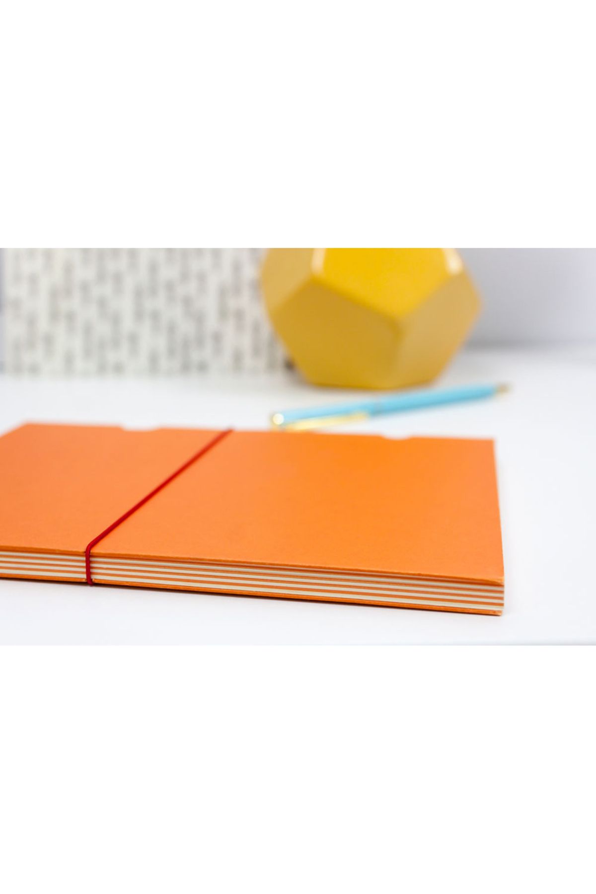 Paper-Oh-Buco Orange B7 Unlined Elastic Band Closure Notebook (Pack of 2) 4