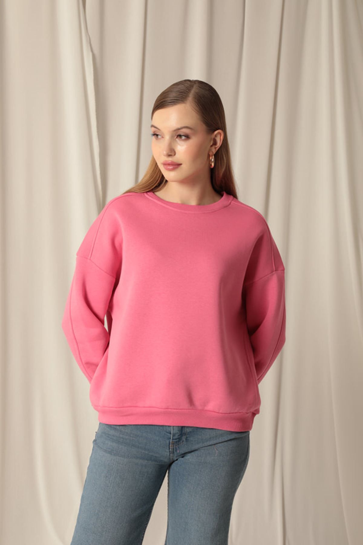 Znd Fashion-Three Thread Zero Collar Grassy Women's Pink Sweat 3