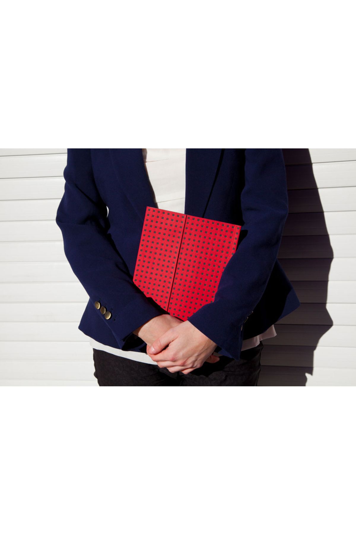 Paper-Oh-Quadro Red on Black B6.5 Unlined Wrap Closure 112 Pages 100gsm Notebook (Pack of 2) 6