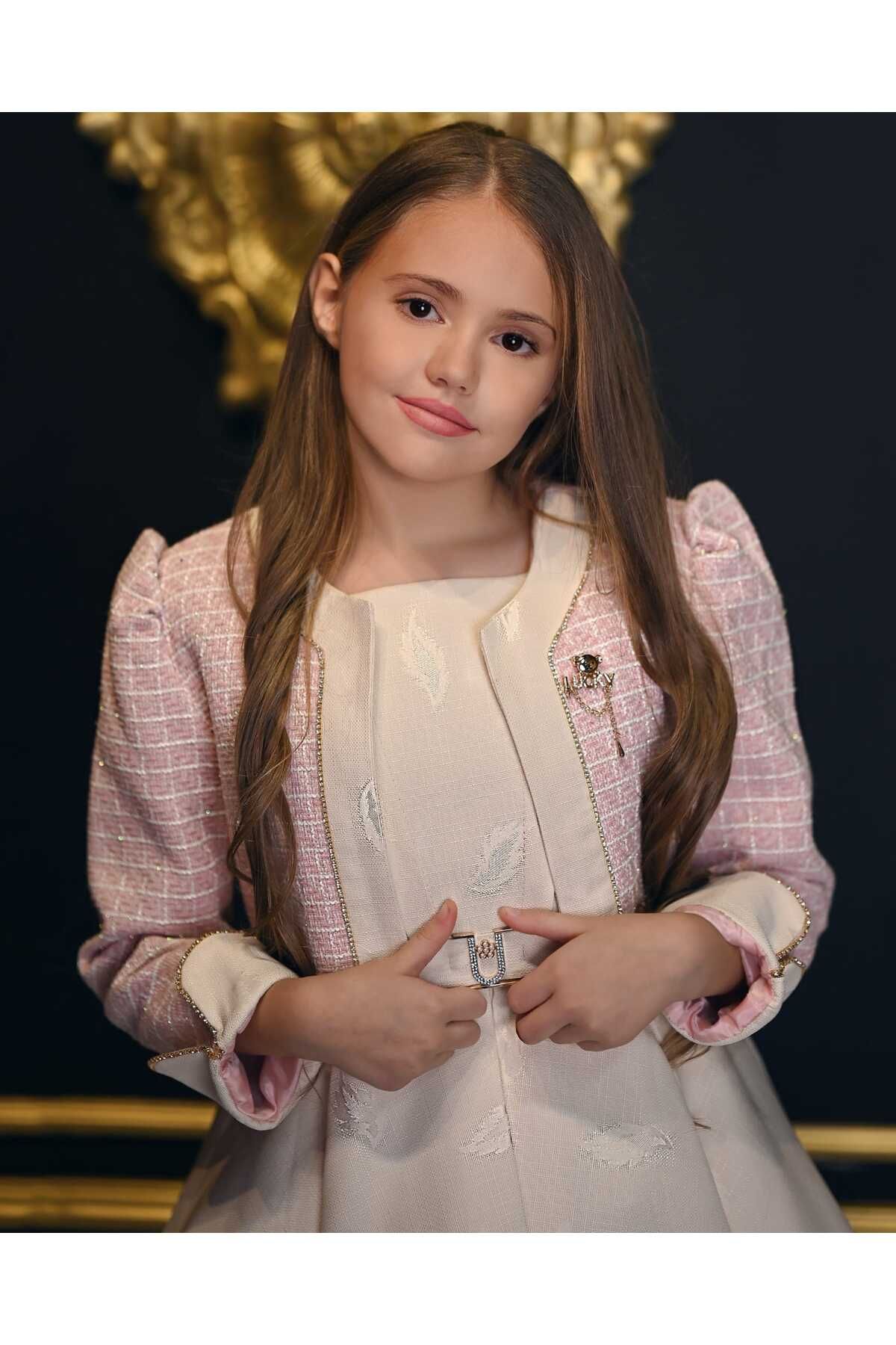 By Feyza Kids Collection-Girl's 3 Piece Dress&Coat&Brooch Elegance's Elegance 6