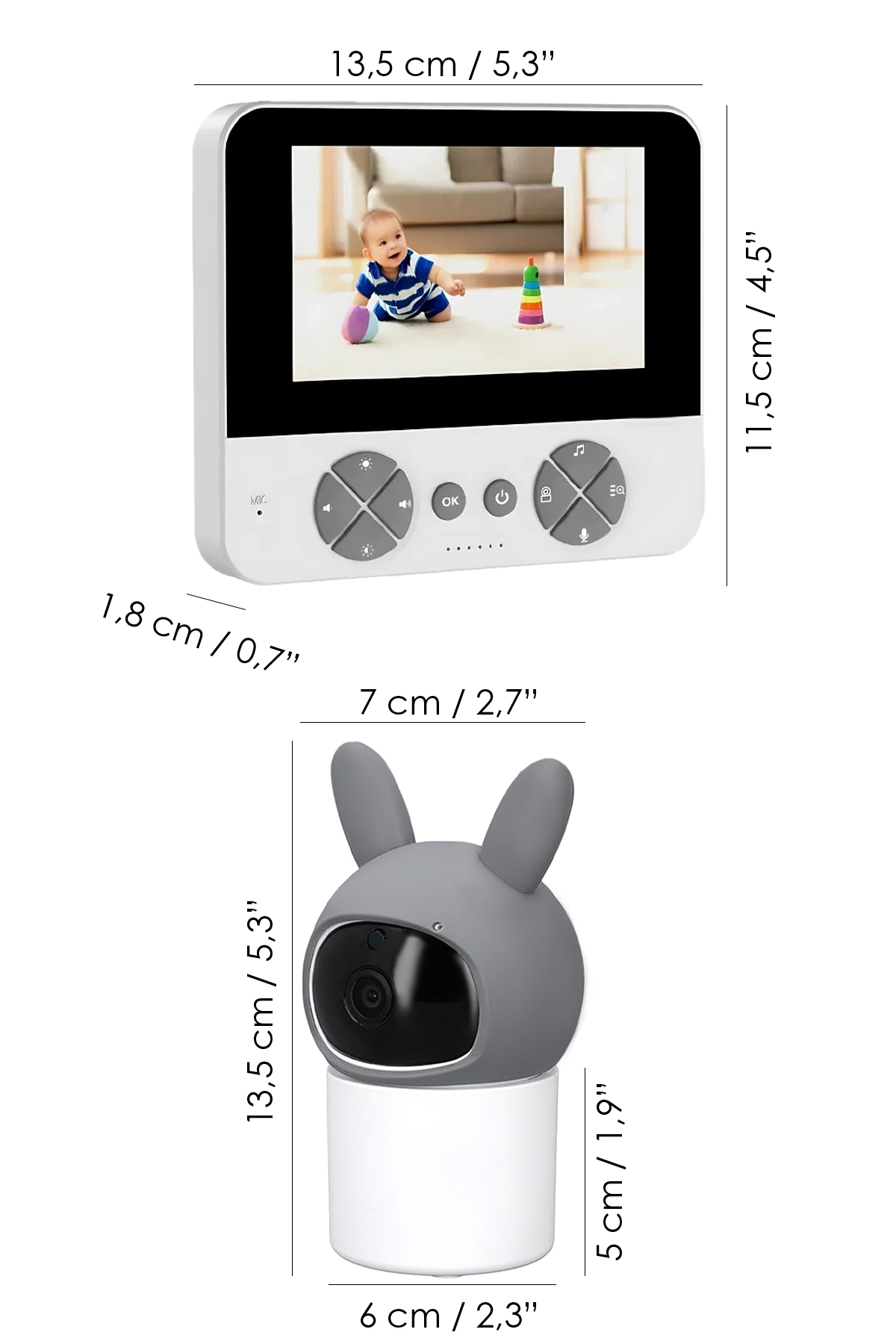 Meleni Baby Gece Görüşlü Bebek Kamerası - LCD Ekranlı Hoparlörlü Oda Sıcaklığı Takibi Bebek İzleme Monitörü fotoğrafı 7 (önizleme)