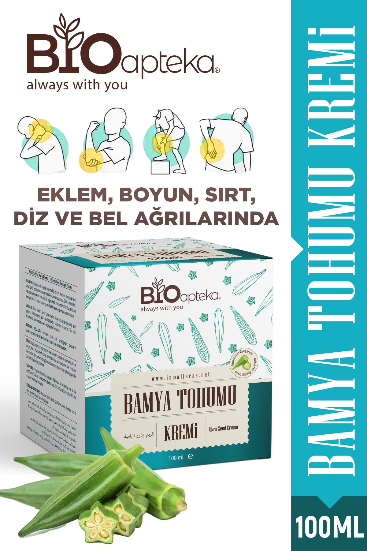 Bamya Tohumu Kremi Ağrı Kesici Krem 100 ML 2 Adet — Bio.Apteka.002 — تصویر 3 از 6