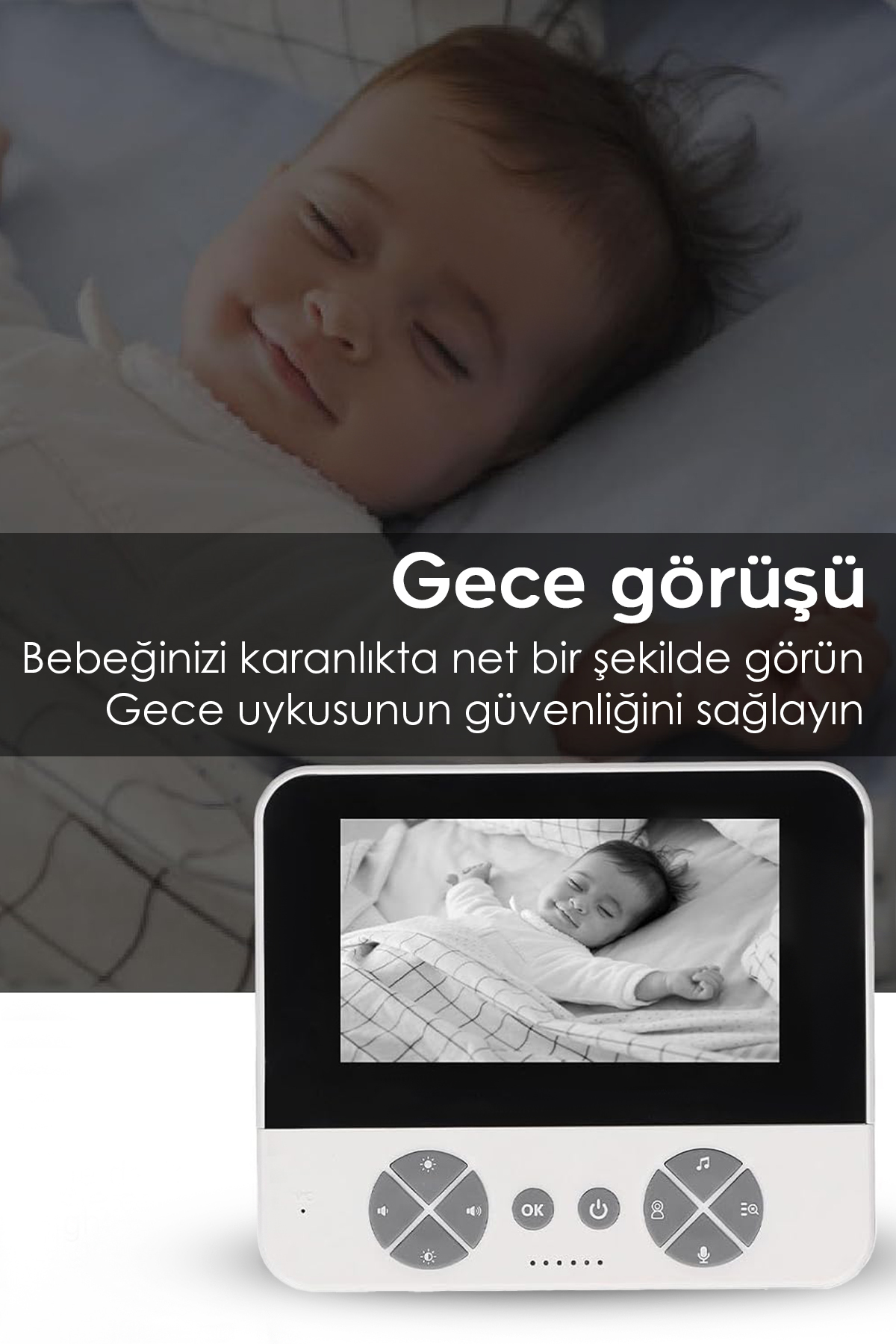 Meleni Baby Gece Görüşlü Bebek Kamerası - LCD Ekranlı Hoparlörlü Oda Sıcaklığı Takibi Bebek İzleme Monitörü fotoğrafı 2 (önizleme)