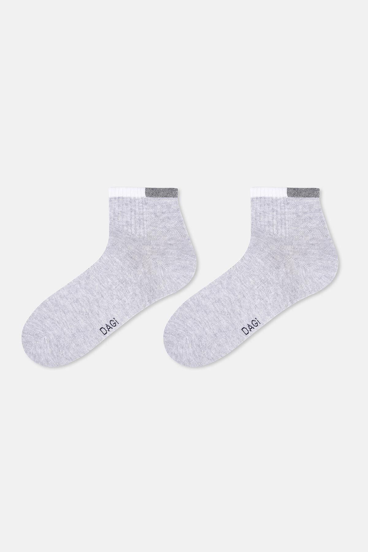 Dagi-White-Grey Melange Men's 2-Piece Sports Socks 3