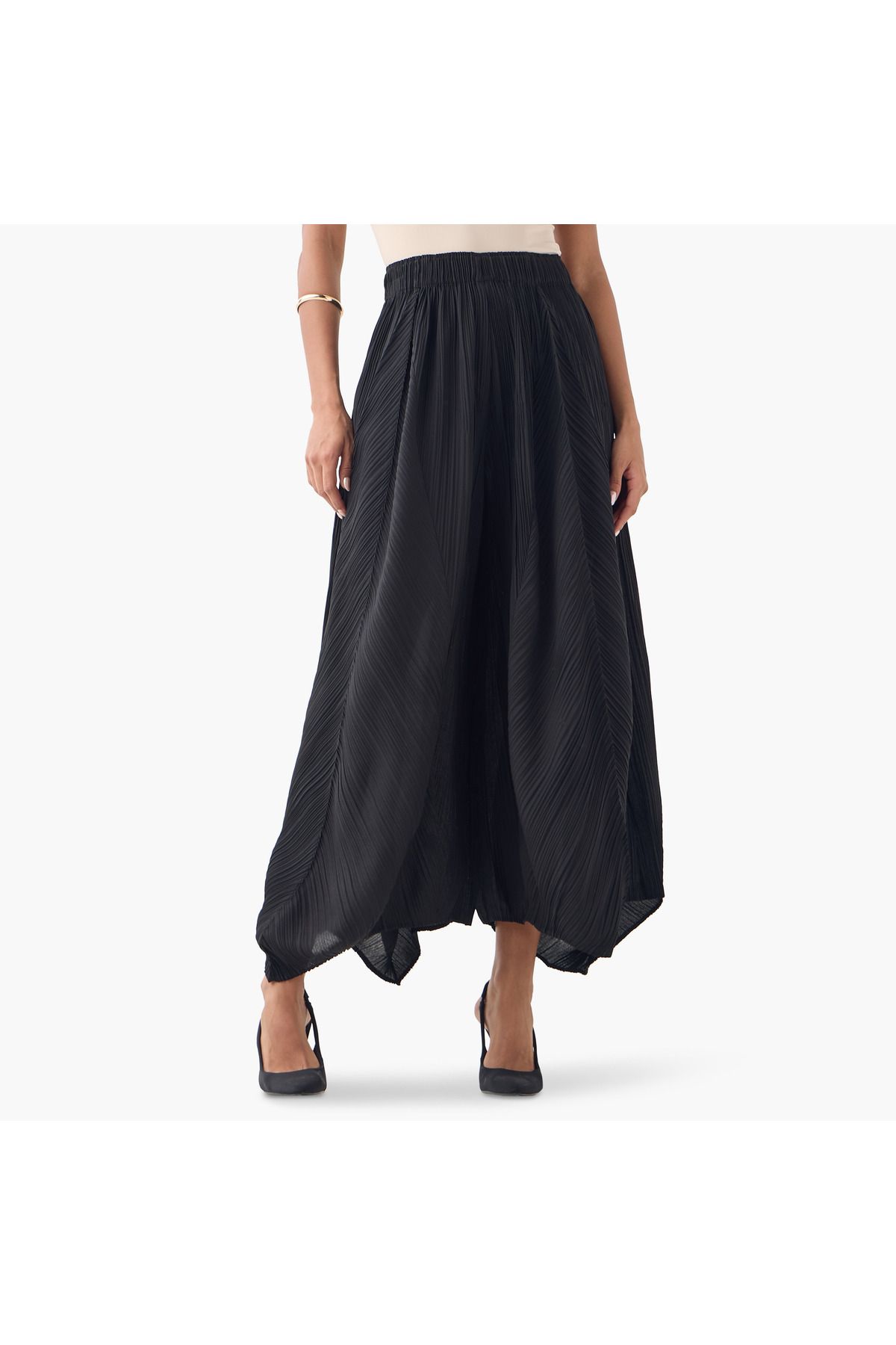 Iconic-Pleated Plisse Pants With Elasticated Waistband 1