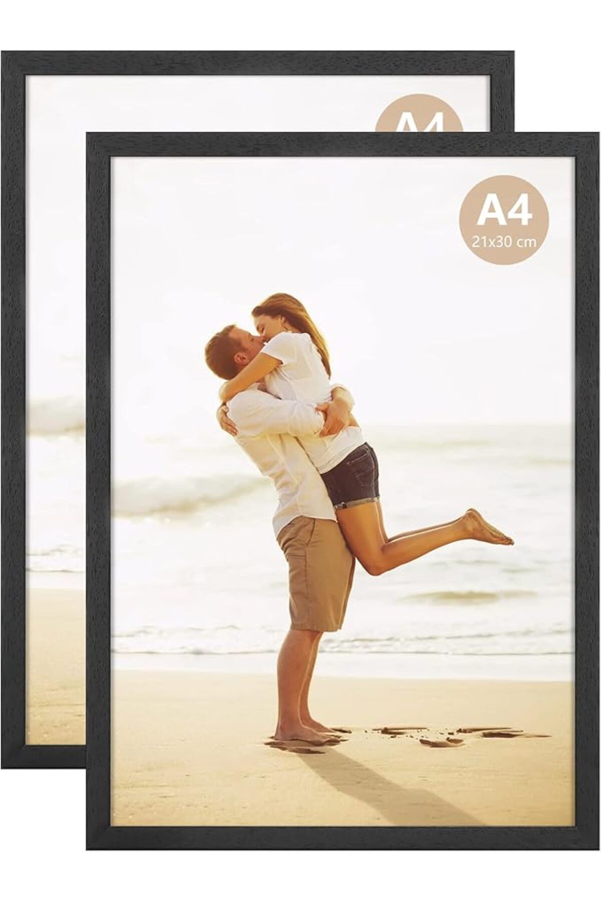 ATOBART-A4 Black Wood Photo Frame 21x30cm for Wall/Table Display, Set of 2, Horizontal/Vertical 1