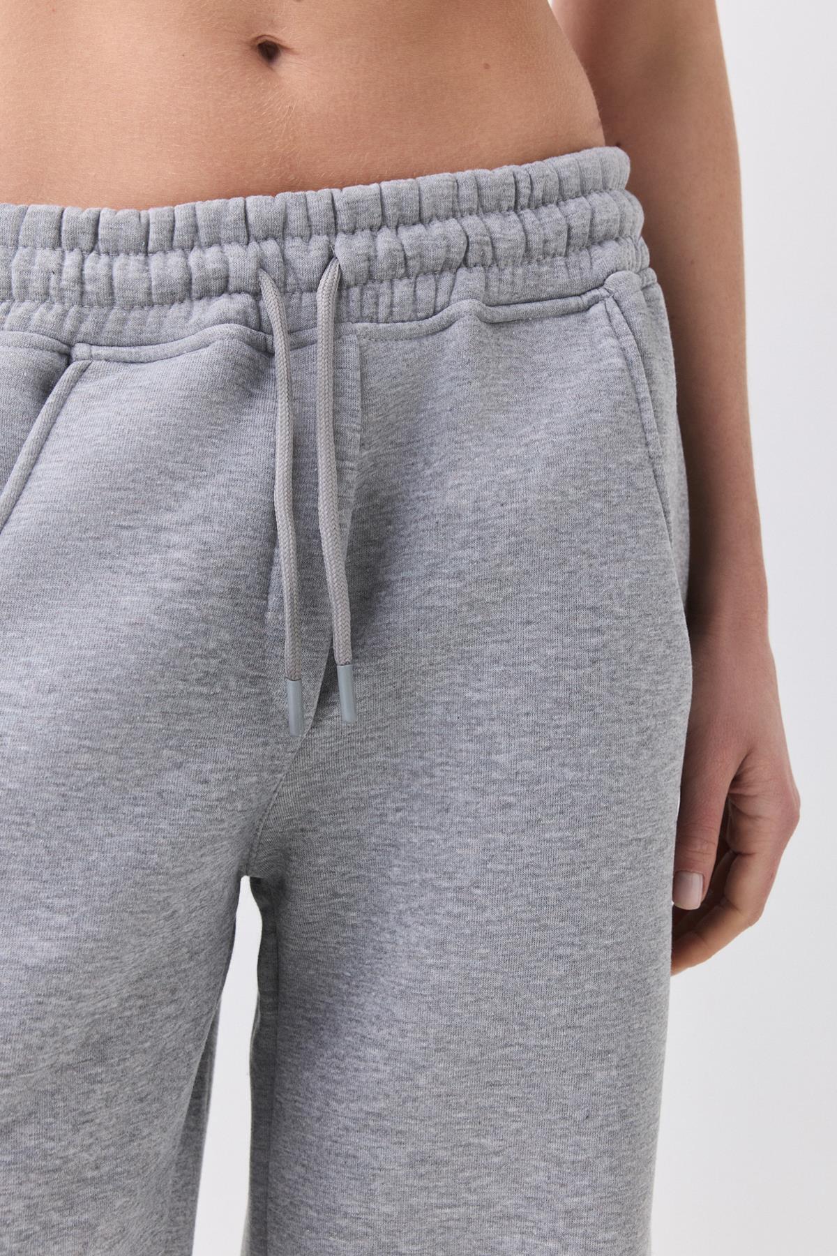 Trendiz  Kadın Bol Paça Eşofman Altı Gri melanj 4031 - Görsel 2