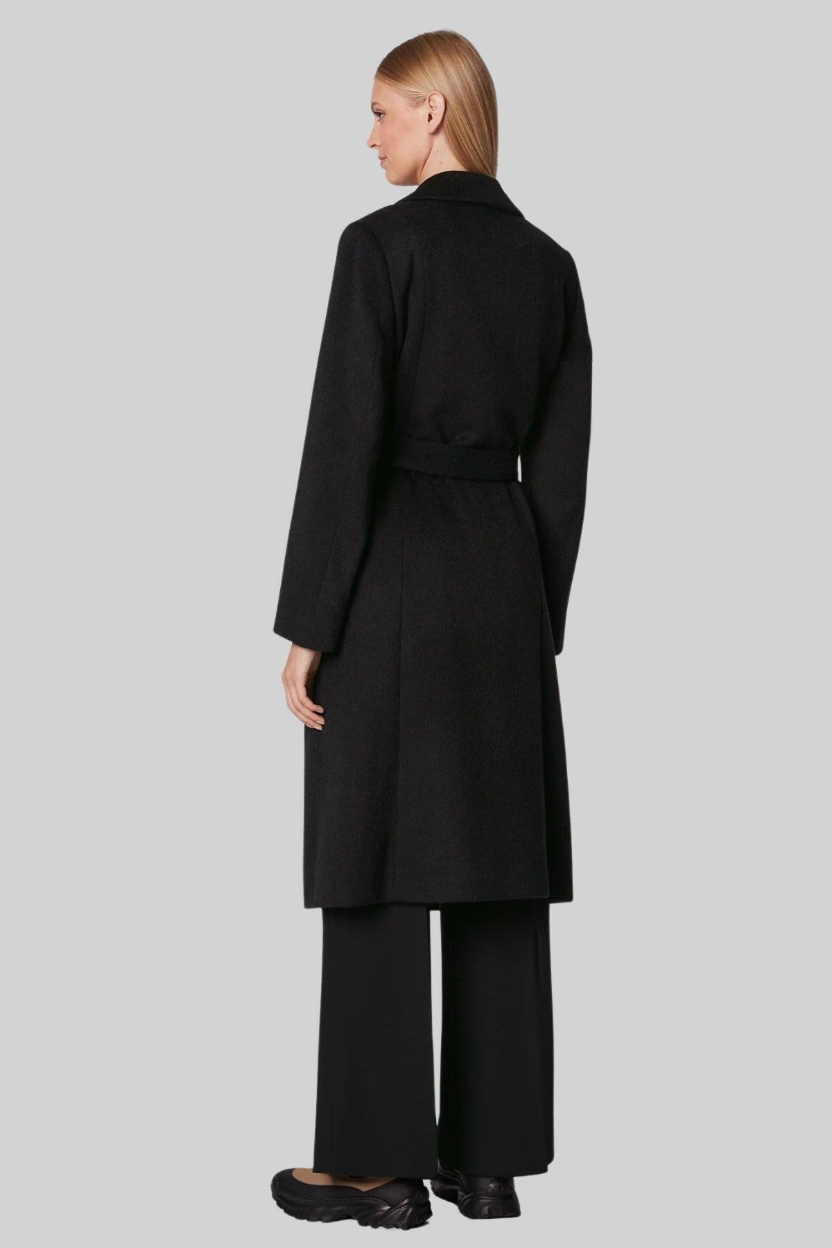 HUGO  Kadın Regular Fit Yün Palto Siyah - Görsel 3