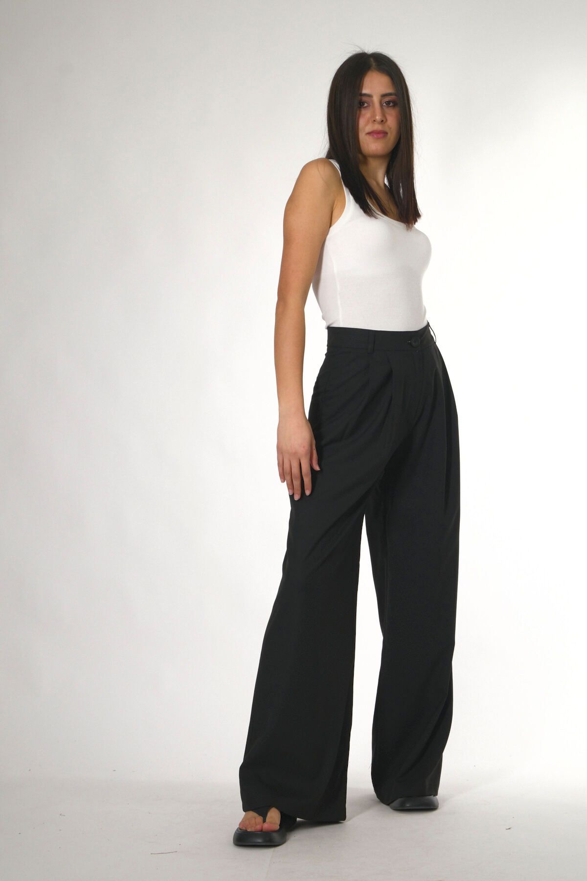 ABBRA-Women's Pocket Detailed Palazzo Trousers 5