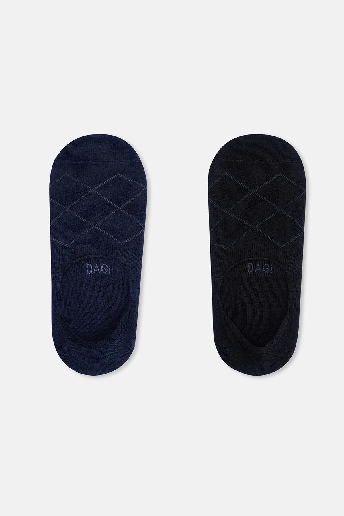 Dagi-Navy Blue-Black Men's 2-Piece Square Pattern Invisible Socks 1