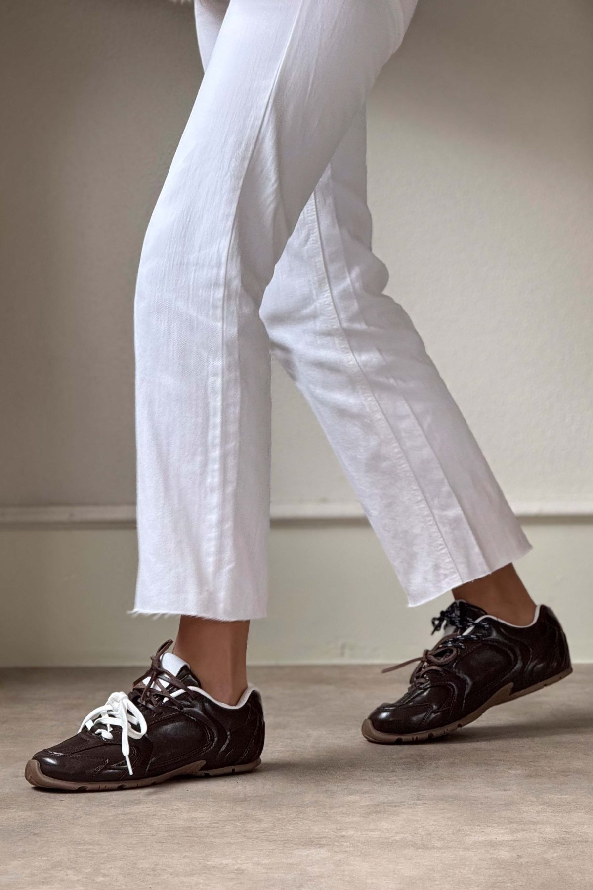 NİŞANTAŞI SHOES-Damskie trampki sznurowane Fabian Brown Matte Flat Sole 2