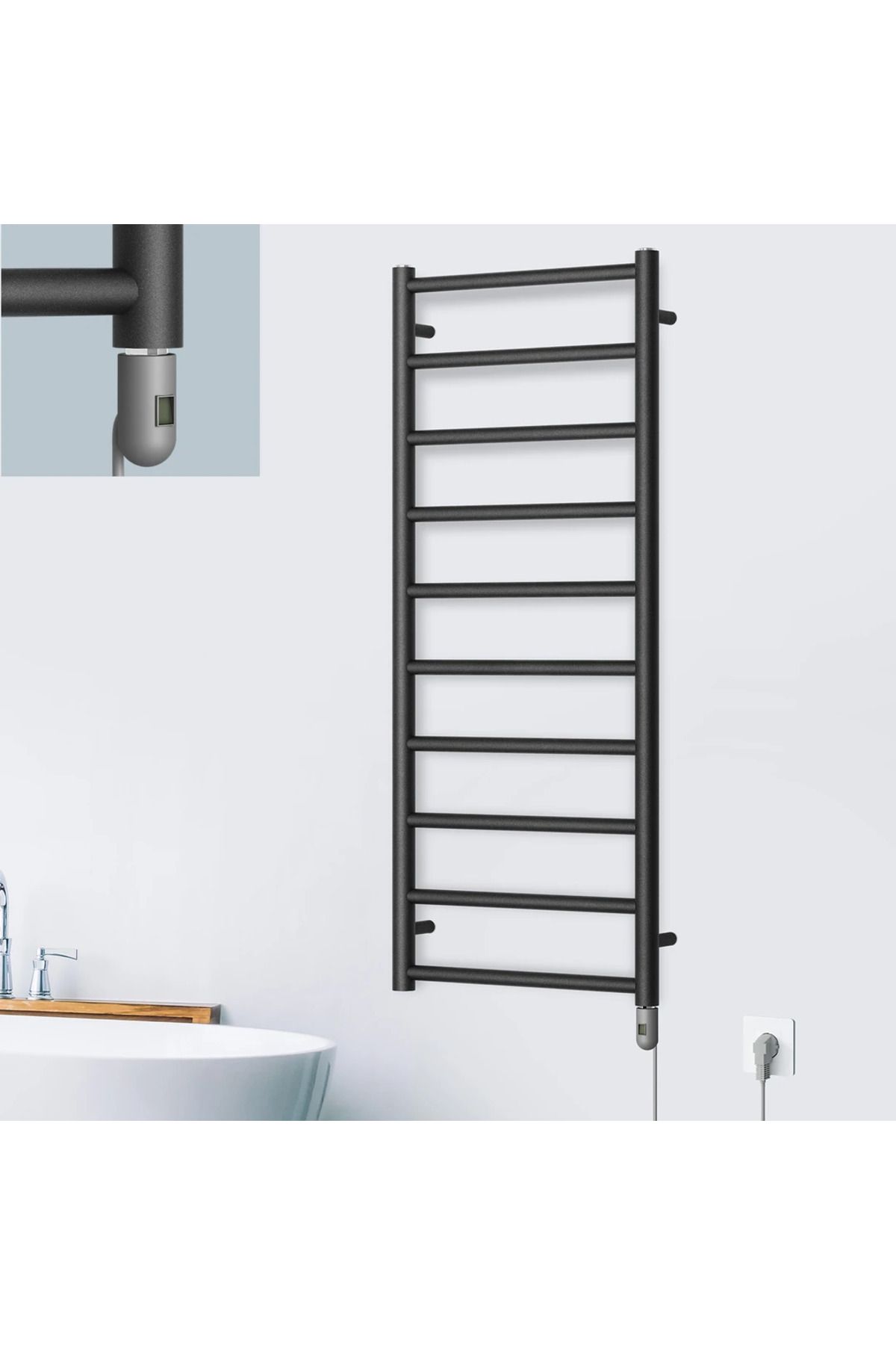 Hammam 1200x500mm 500W Paslanmaz Çelik Elektrikli Havlupan Fantasy Night Black