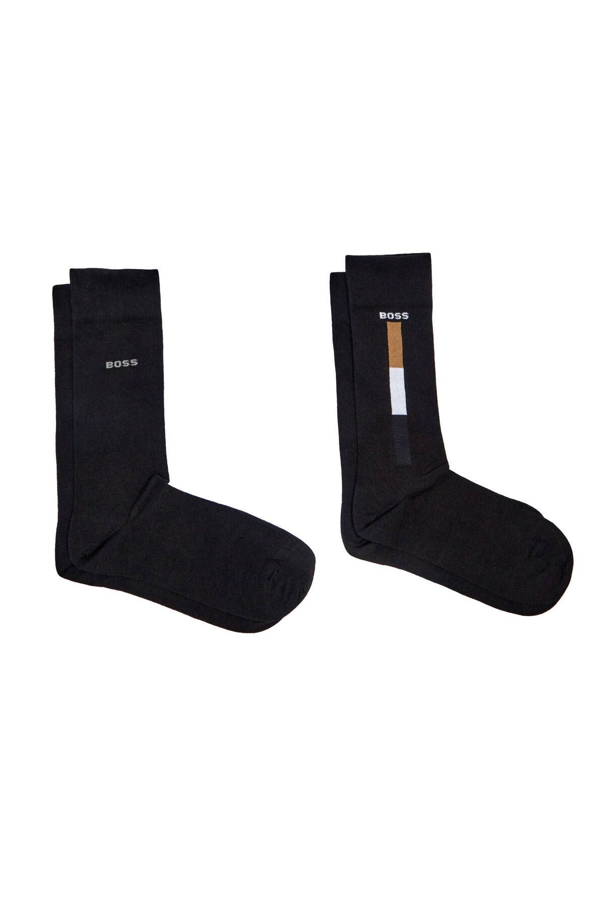 BOSS-Men's Stretchy Cotton Iconic Boss Stripe Stripe Detailed Black Socks 50531084 -001 1