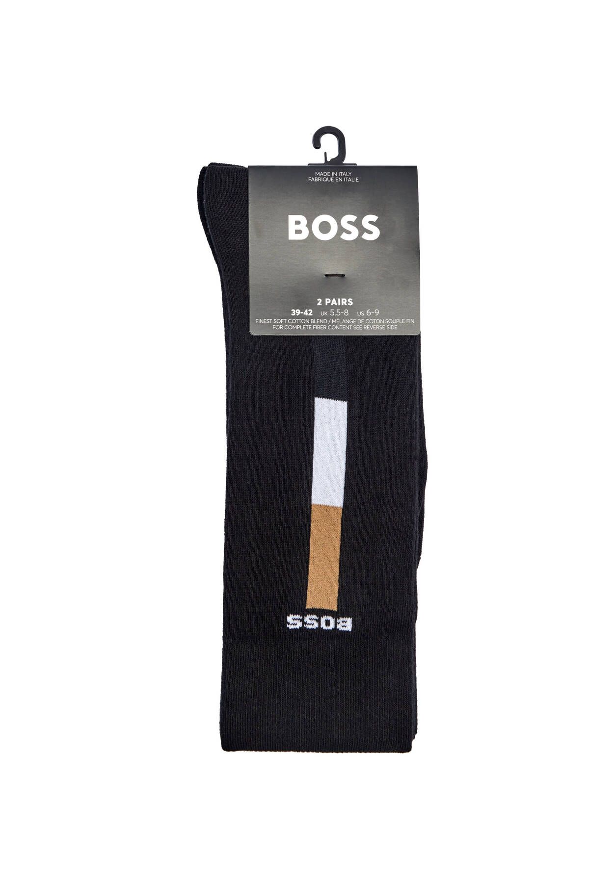 BOSS-Men's Stretchy Cotton Iconic Boss Stripe Stripe Detailed Black Socks 50531084 -001 3