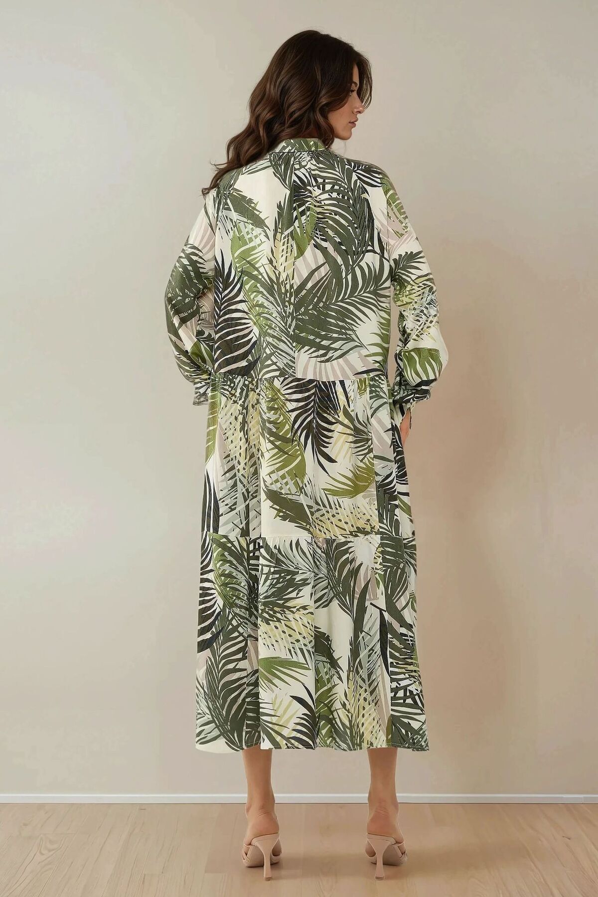 Hiccup-Shirt Collar Floral Print Maxi Dress 4