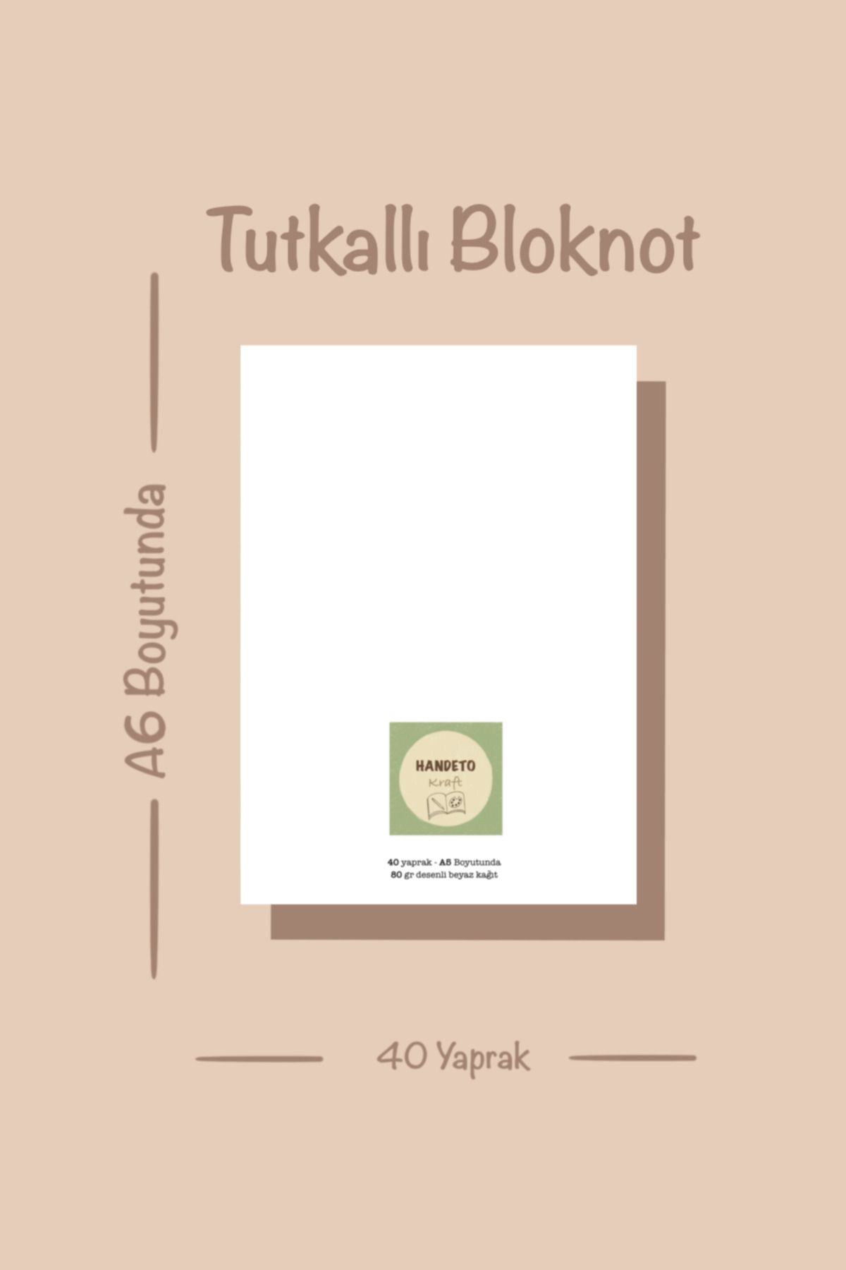 Handeto Kraft-Baklava Turkish Coffee Memo Pad Notepad Check Pluck Notebook, Glue Memo Pad, A6 Notebook, Unlined Notebook 8