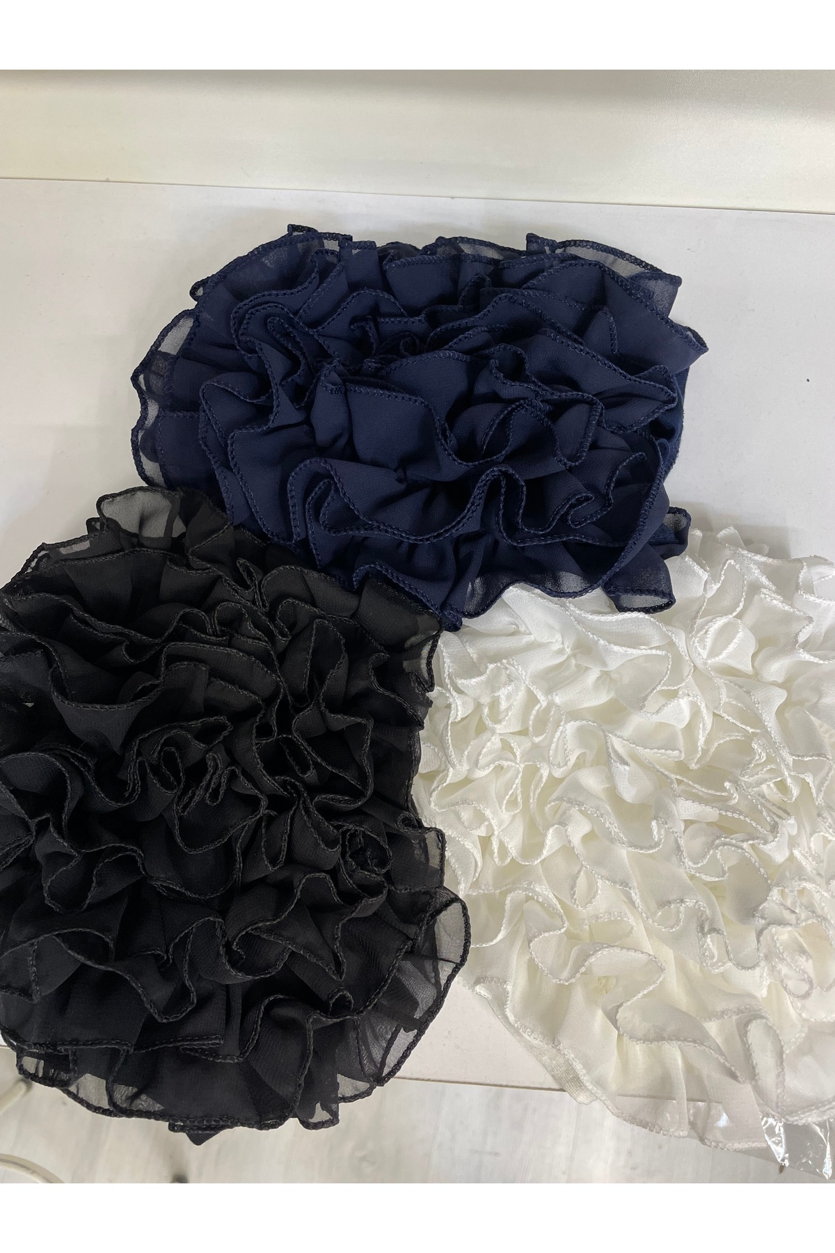 Etol Fırfırlı dolgulu tüllü dantelli saç bone dikişli 3 adet bone