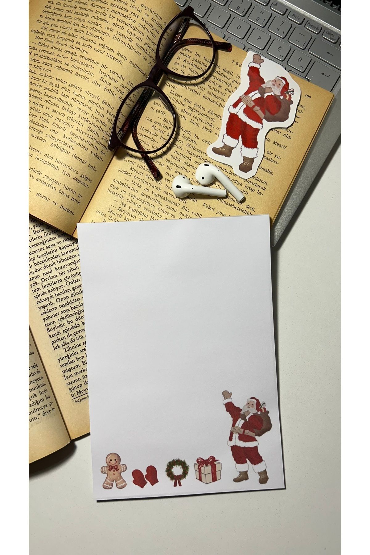 Handeto Kraft-دفتر ملاحظات بتصميم عيد الميلاد ورأس السنة الجديدة، دفتر ملاحظات مع غراء، A5، غير مبطن، دفتر ملاحظات لاصق 4