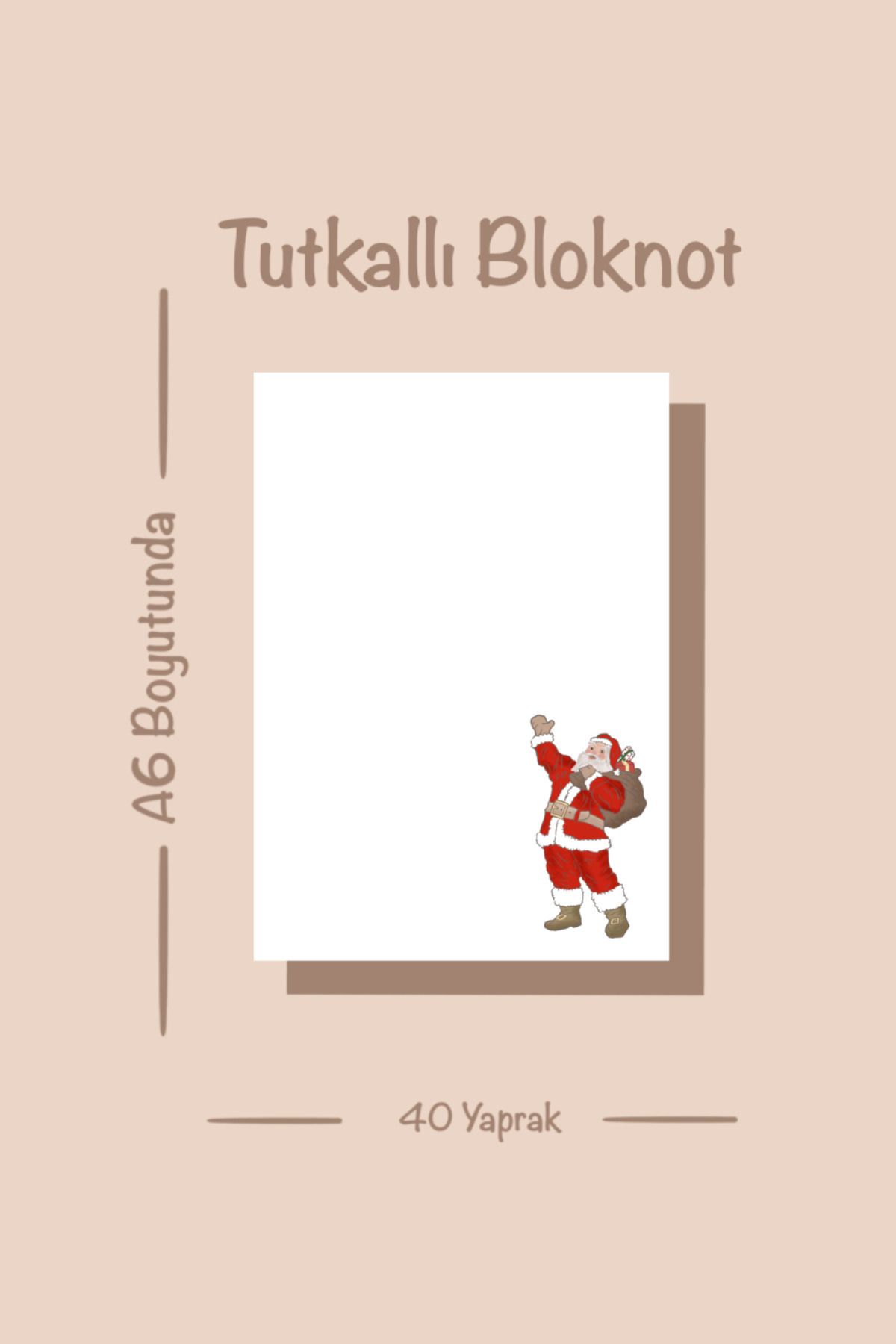 Handeto Kraft-Winter Themed A6 Unlined Notebook, Santa Claus Memo Pad Notepad, Check Pluck with Glue 7