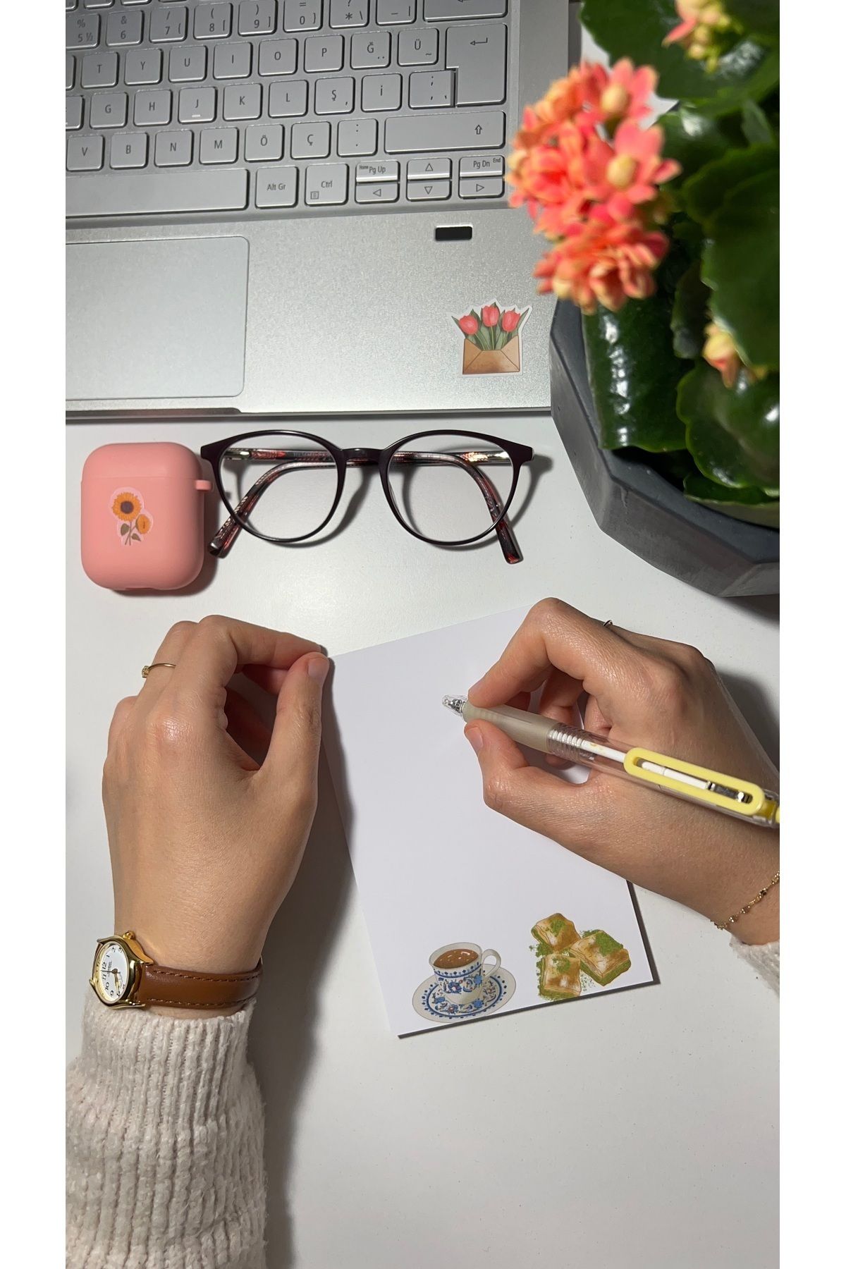Handeto Kraft-Baklava Turkish Coffee Memo Pad Notepad Check Pluck Notebook, Glue Memo Pad, A6 Notebook, Unlined Notebook 3