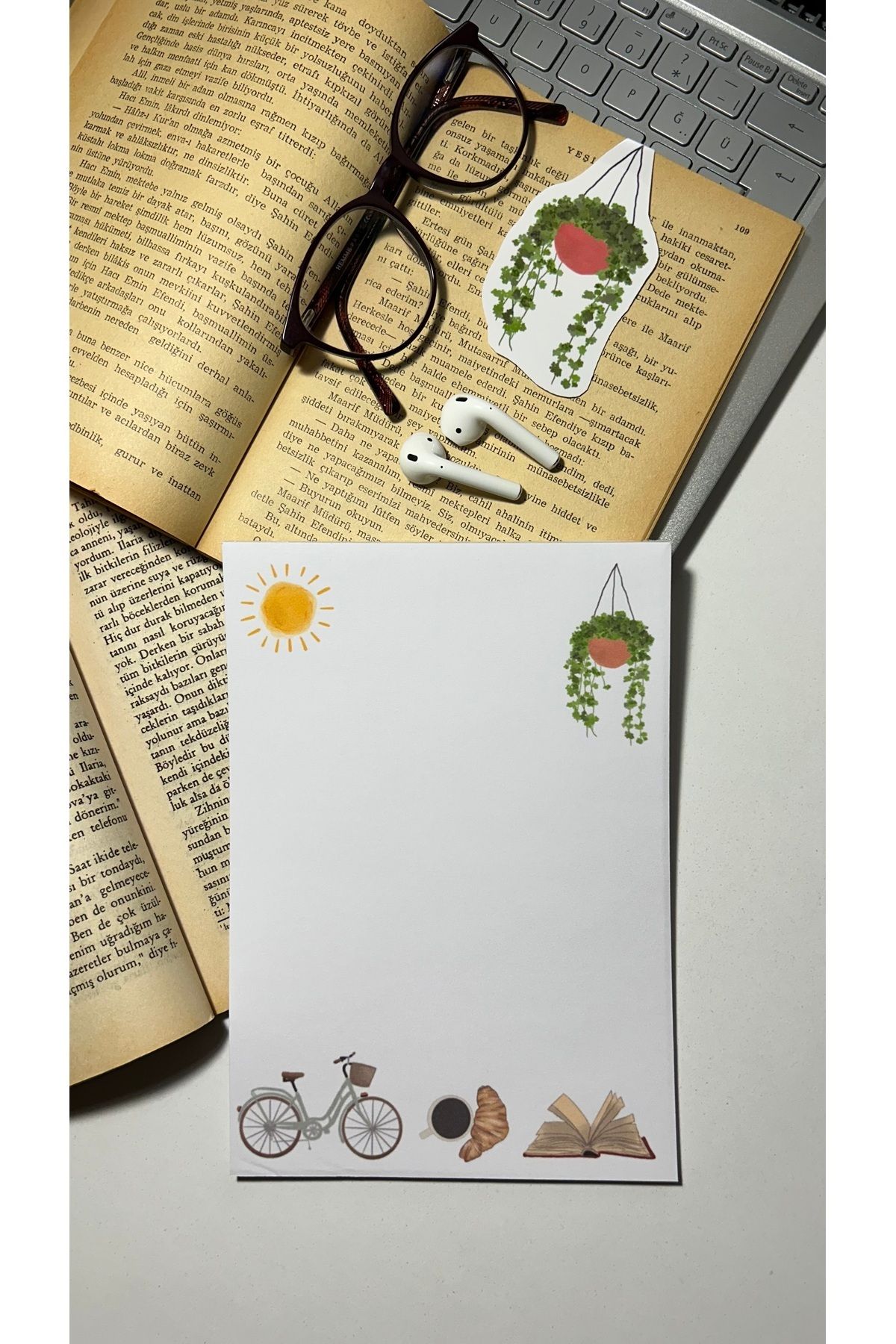 Handeto Kraft-لوحة ملاحظات مقاس A5 بتصميم الدراجة - دفتر ملاحظات قابل للفحص مع لوحة مذكرة غراء ودفتر ملاحظات غير مبطن 3