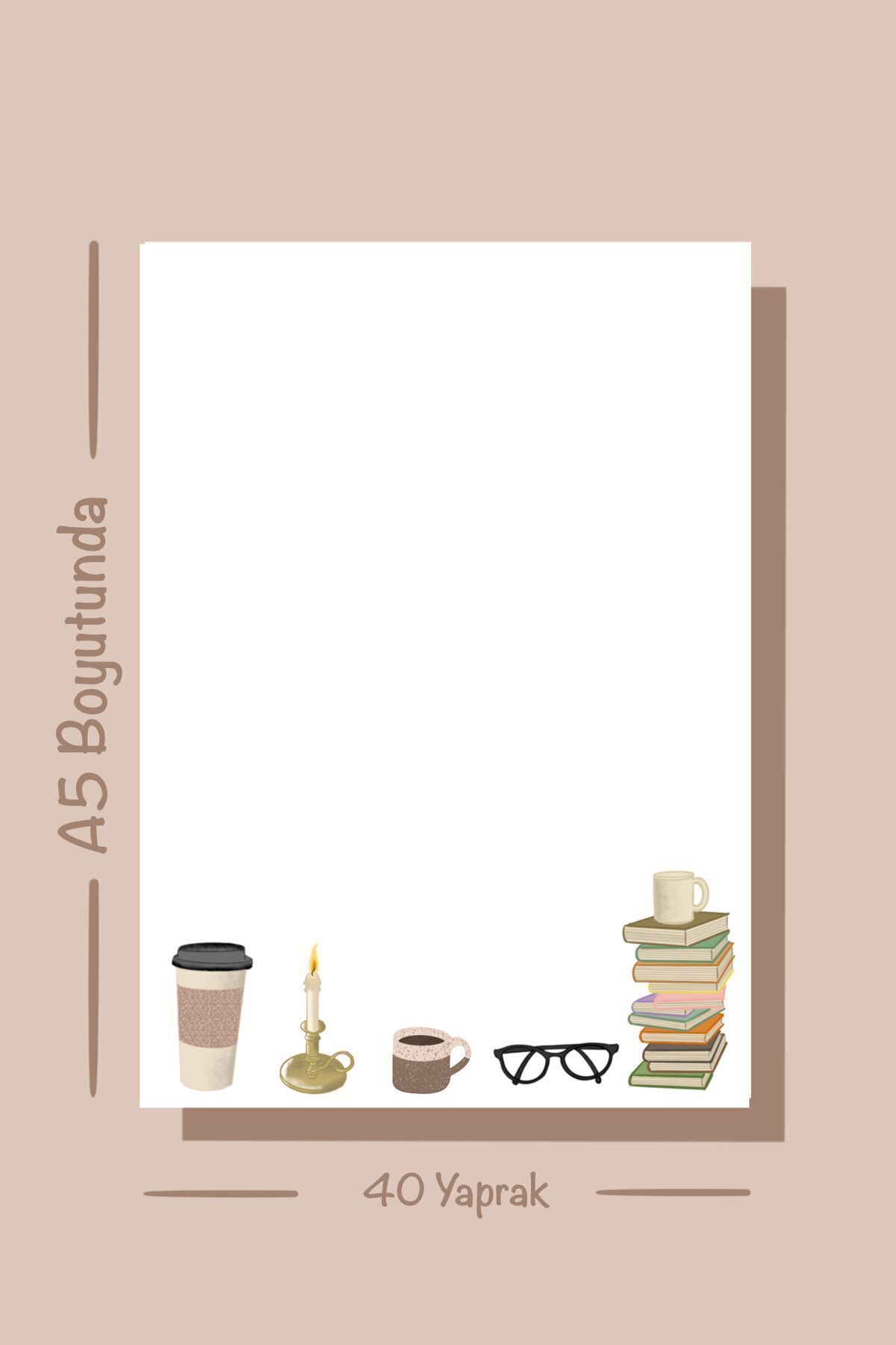 Handeto Kraft-A5 Book Coffee Notepad - Check Pluck Notebook with Glue Memo Pad and No Line Notebook 6