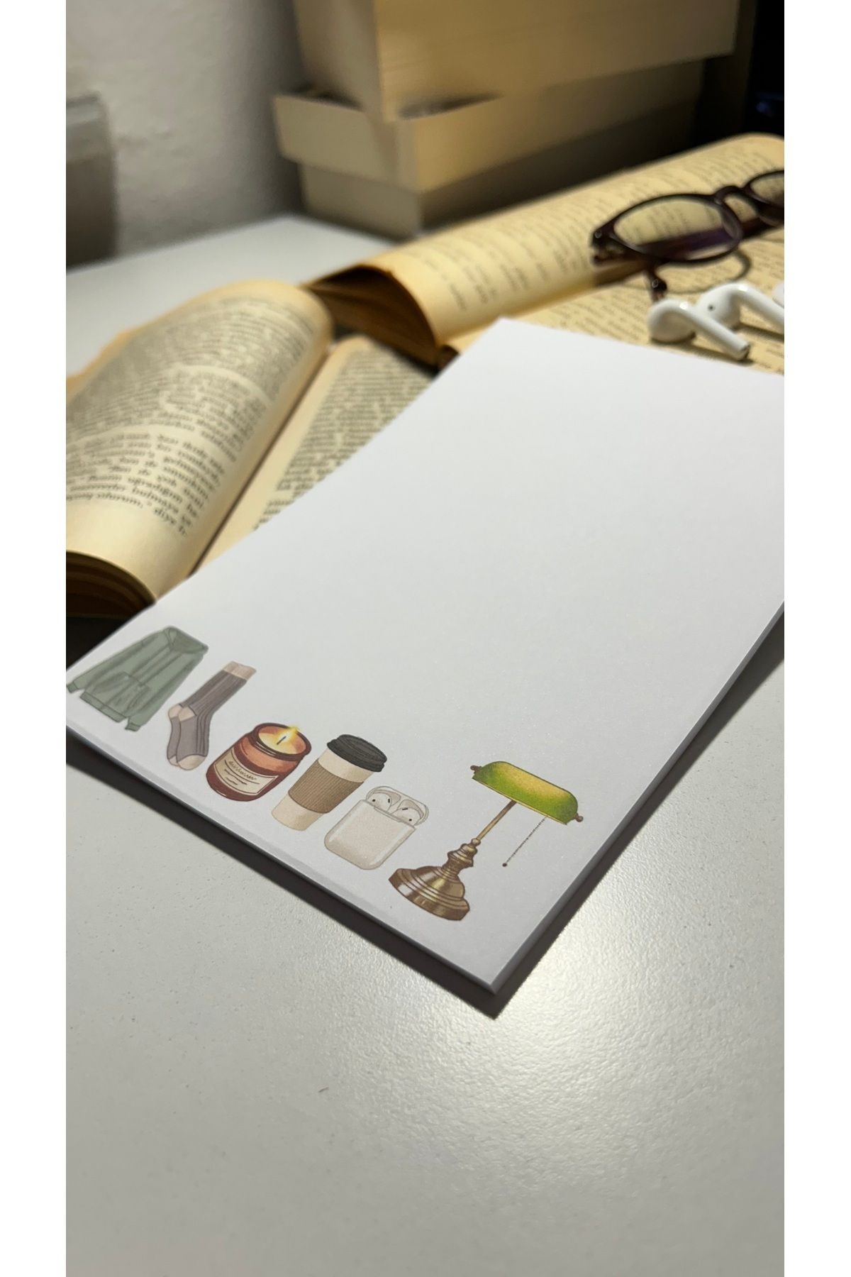 Handeto Kraft-Cozy Themed Notepad Pull Pull Notebook, Glue Memo Pad, A5 Notebook, Unlined Notebook 5
