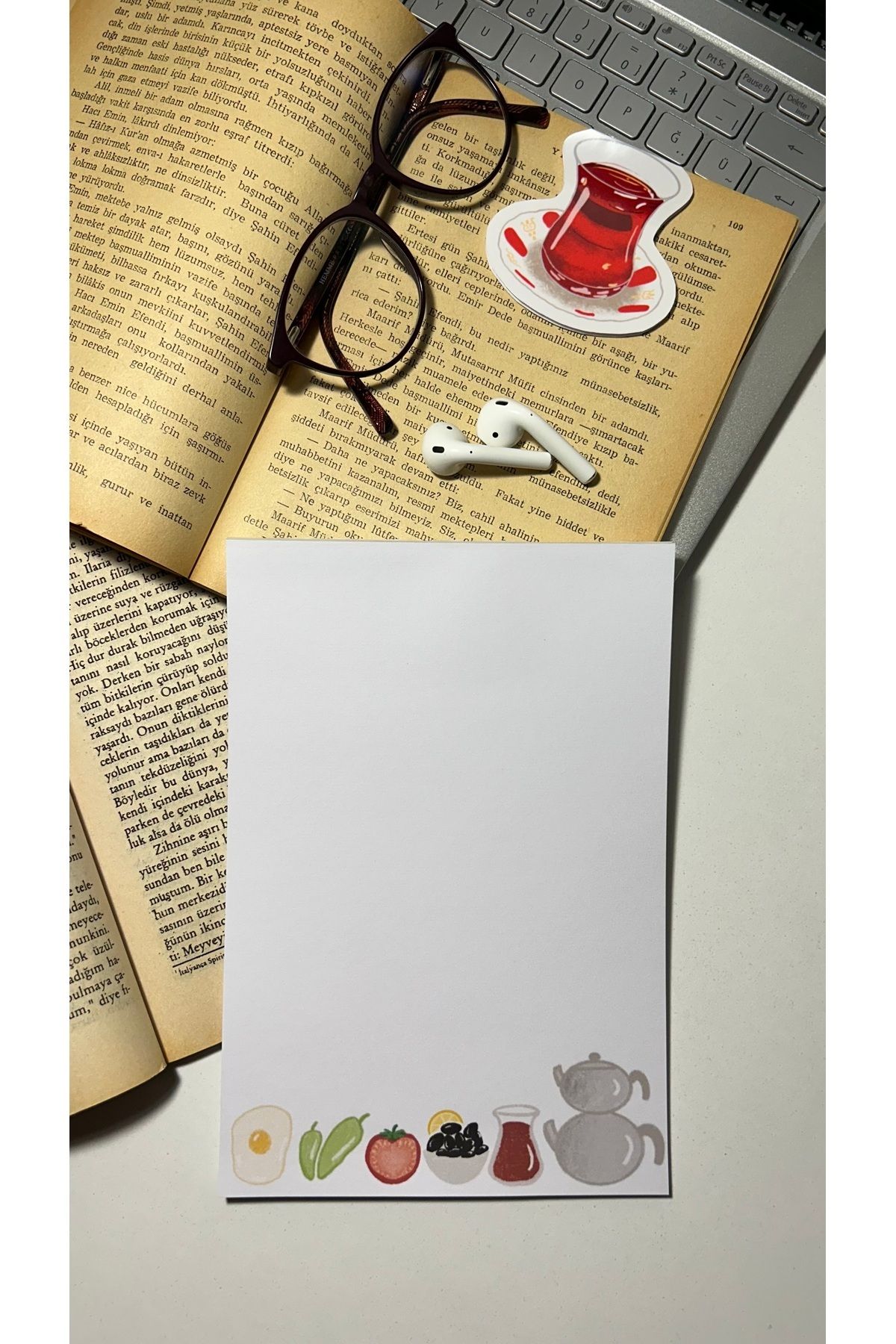 Handeto Kraft-Breakfast Themed A5 Notebook with Glue - Check Pluck Notepad and No Line Memo Pad 4