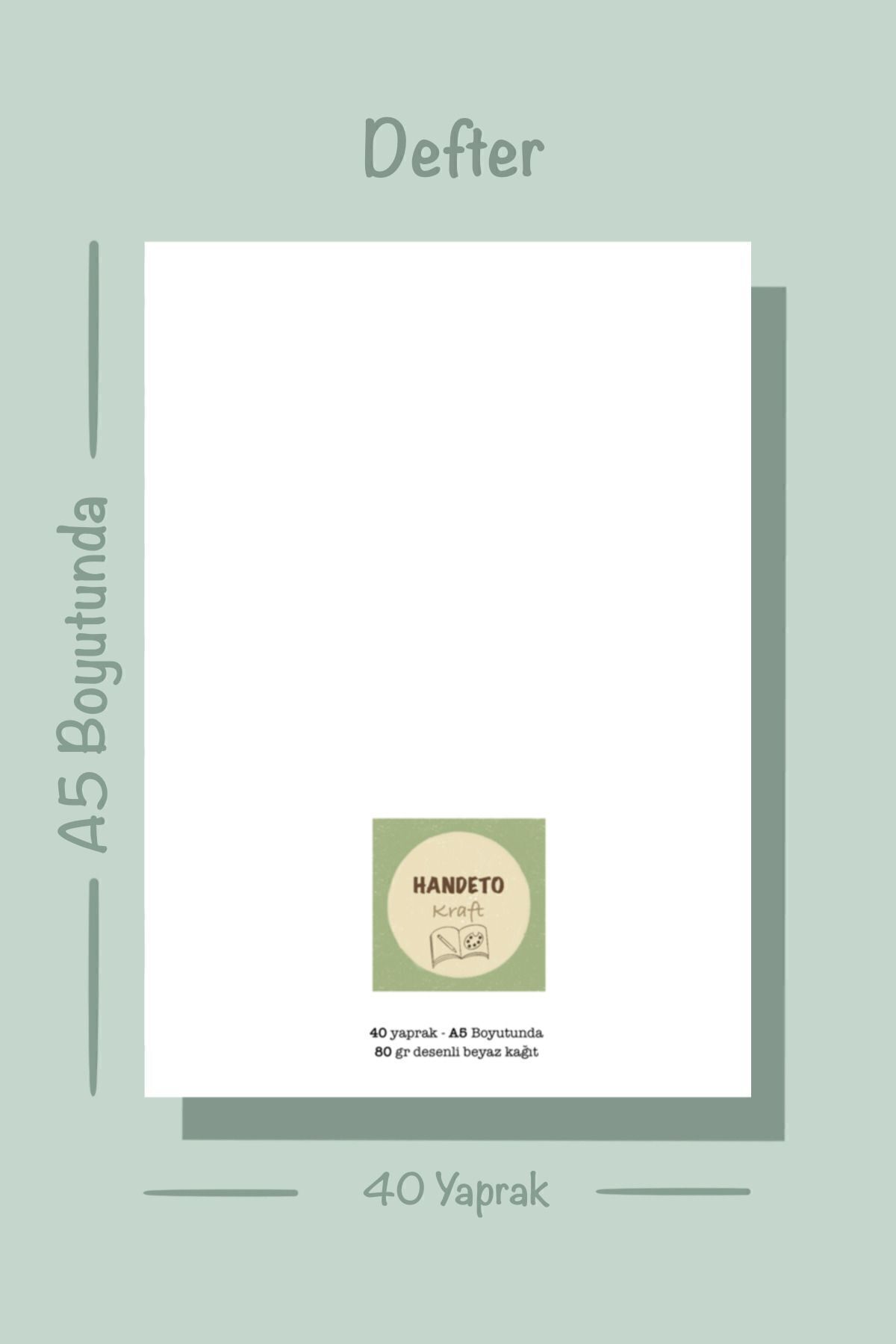Handeto Kraft-لوحة ملاحظات مقاس A5 بنمط الأزهار الصفراء - دفتر ملاحظات قابل للسحب، دفتر ملاحظات مع غراء، غير مبطن 5