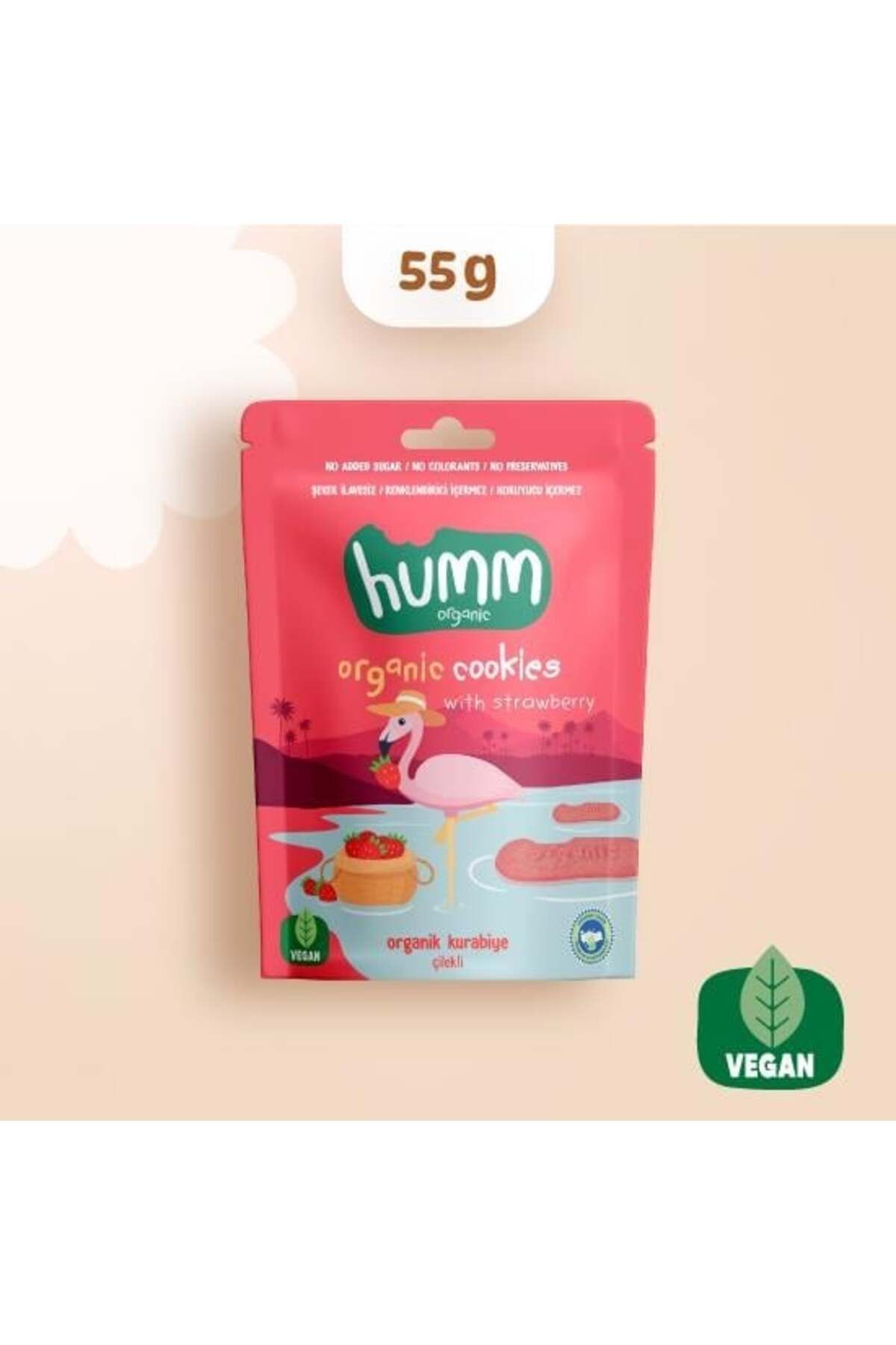NessiWorld Humm Organik Vegan Çilekli Kurabiye 55 Gr