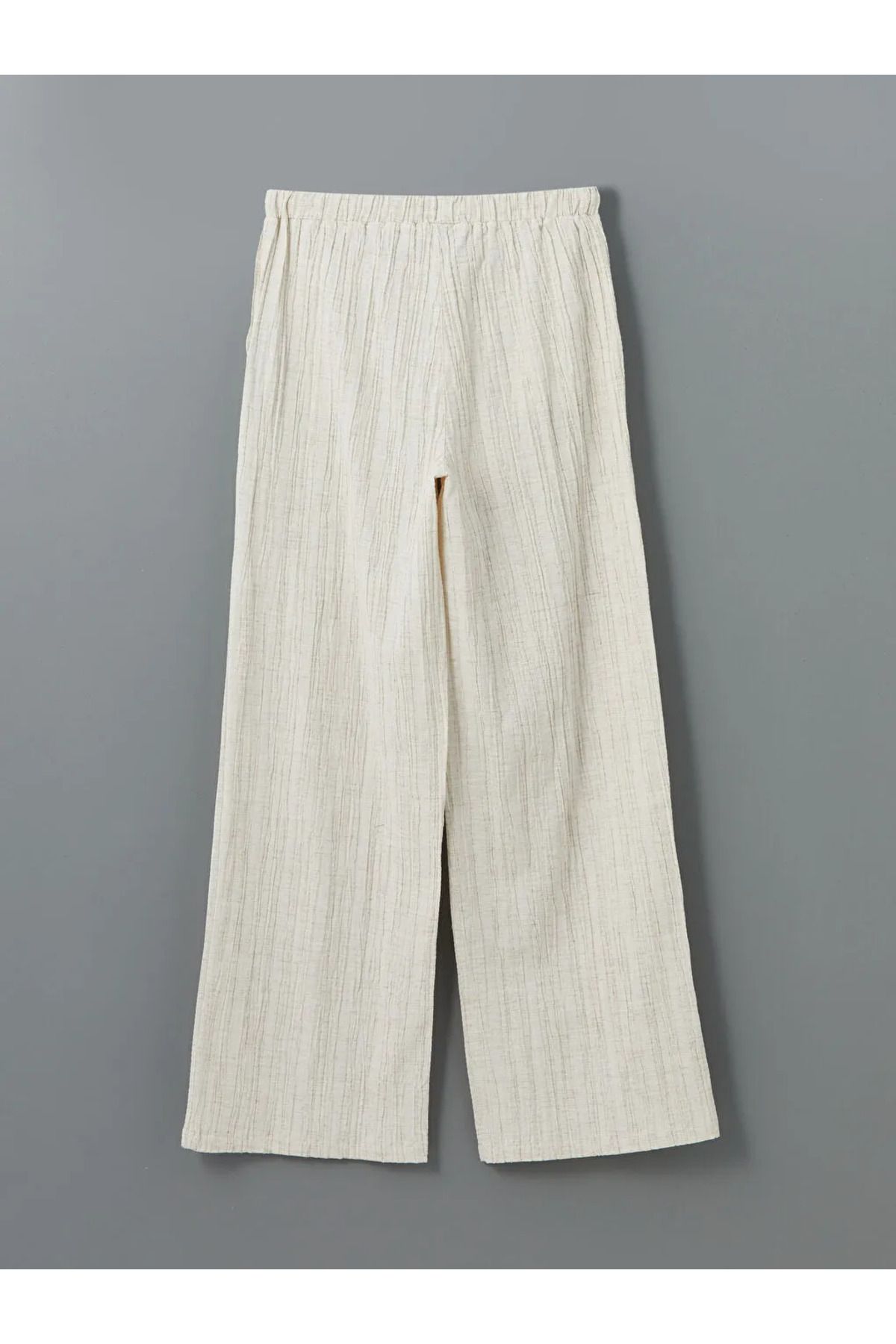 LC Waikiki-Pantaloni de damă LCW Vision bej cu talie elastică în amestec de in 4