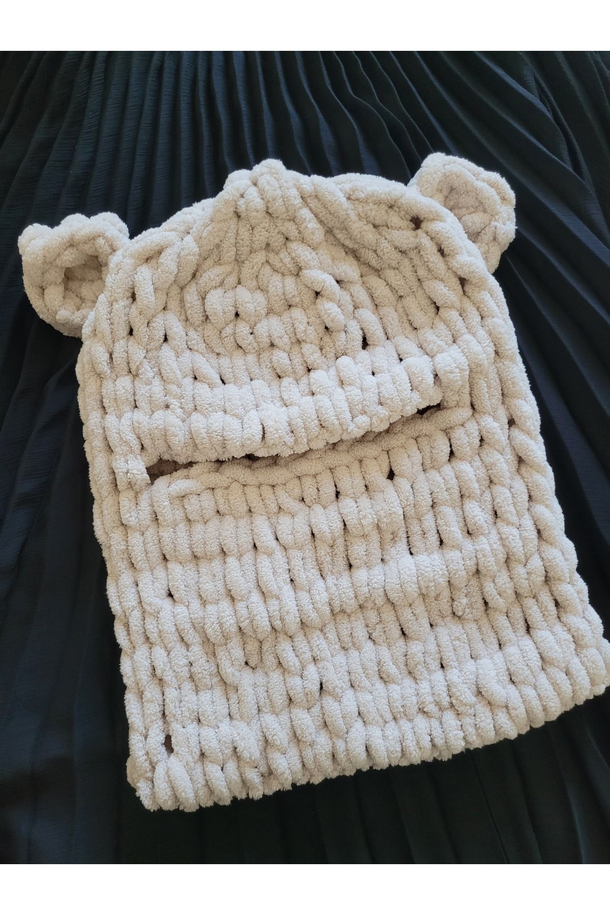 ARTTMACRAME Balaclava kar maskesi fildişi