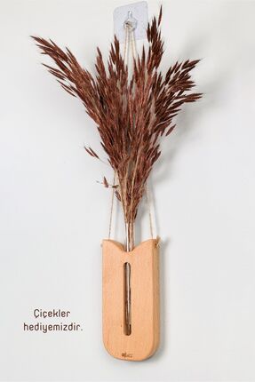 orearts Ahşap Lale Duvar Vazosu (ÇİÇEKLERLE BİRLİKTE)