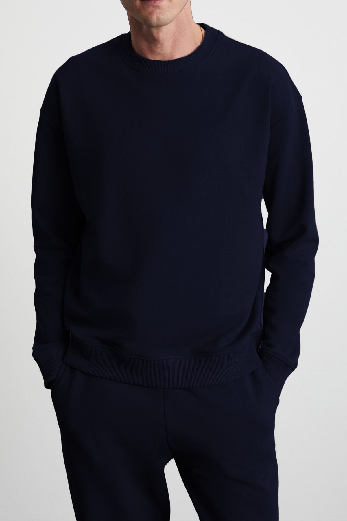 ruNadeS-Navy Blue Regular/Normal Fit Thick Crew Neck Knitted Tracksuit Set 2