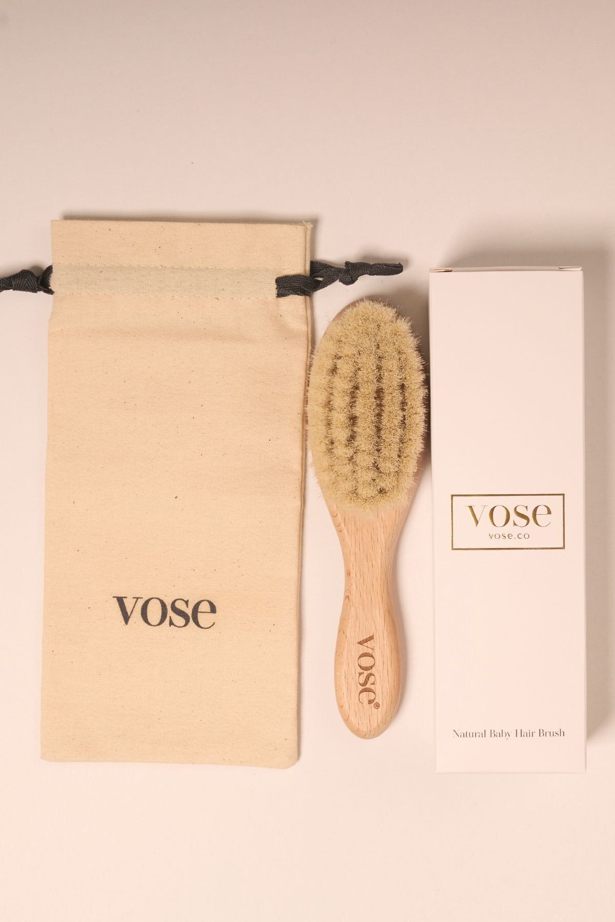 Vose-Goat Hair Baby Hair Brush & Wooden Comb 4