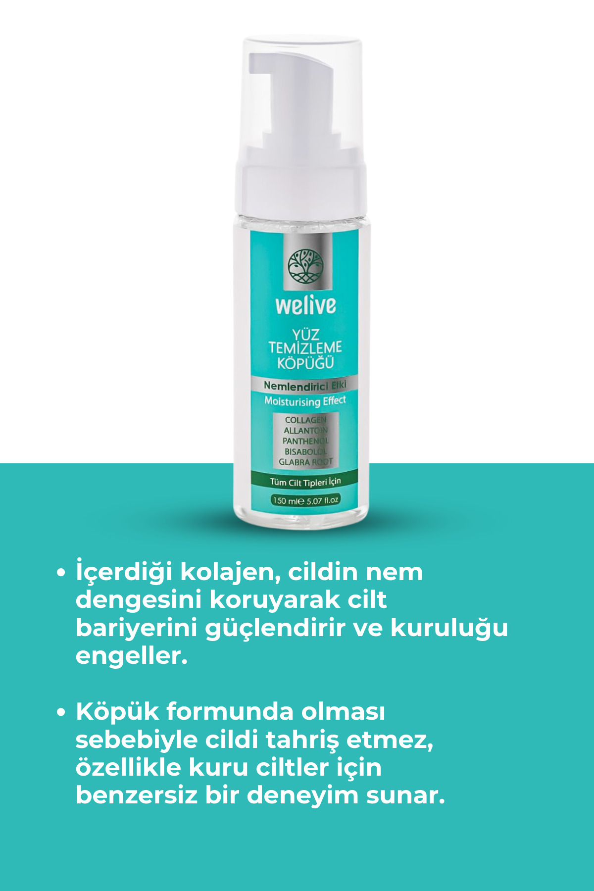 Kolajenli Yüz Yıkama Köpüğü 150 ml | Nemlendirici – Arındırıcı – Cilt Bariyerini Destekler — welive1022 — تصویر 5 از 7